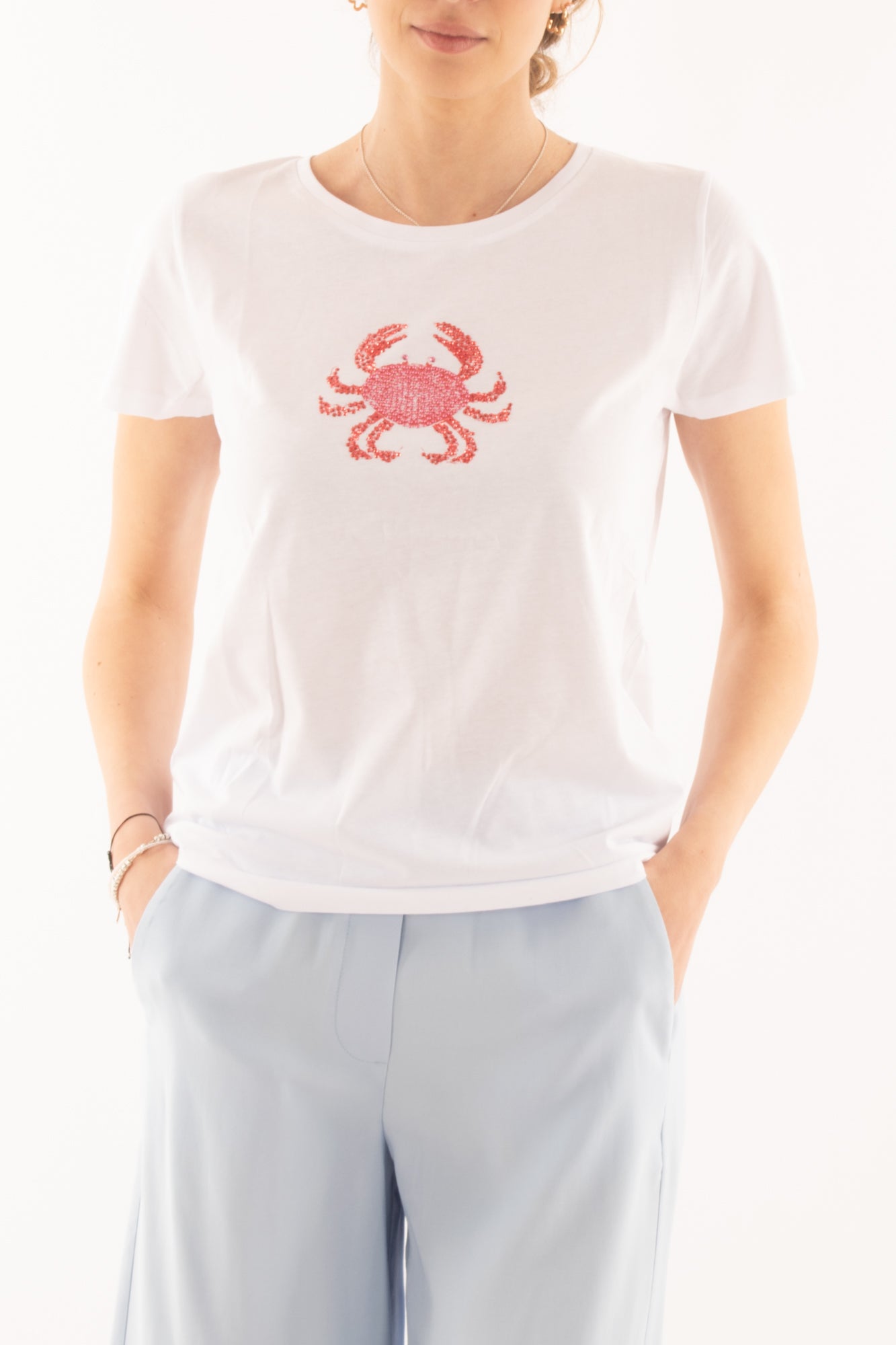 T-shirt con granchio da Donna -Susy mix - Bianco