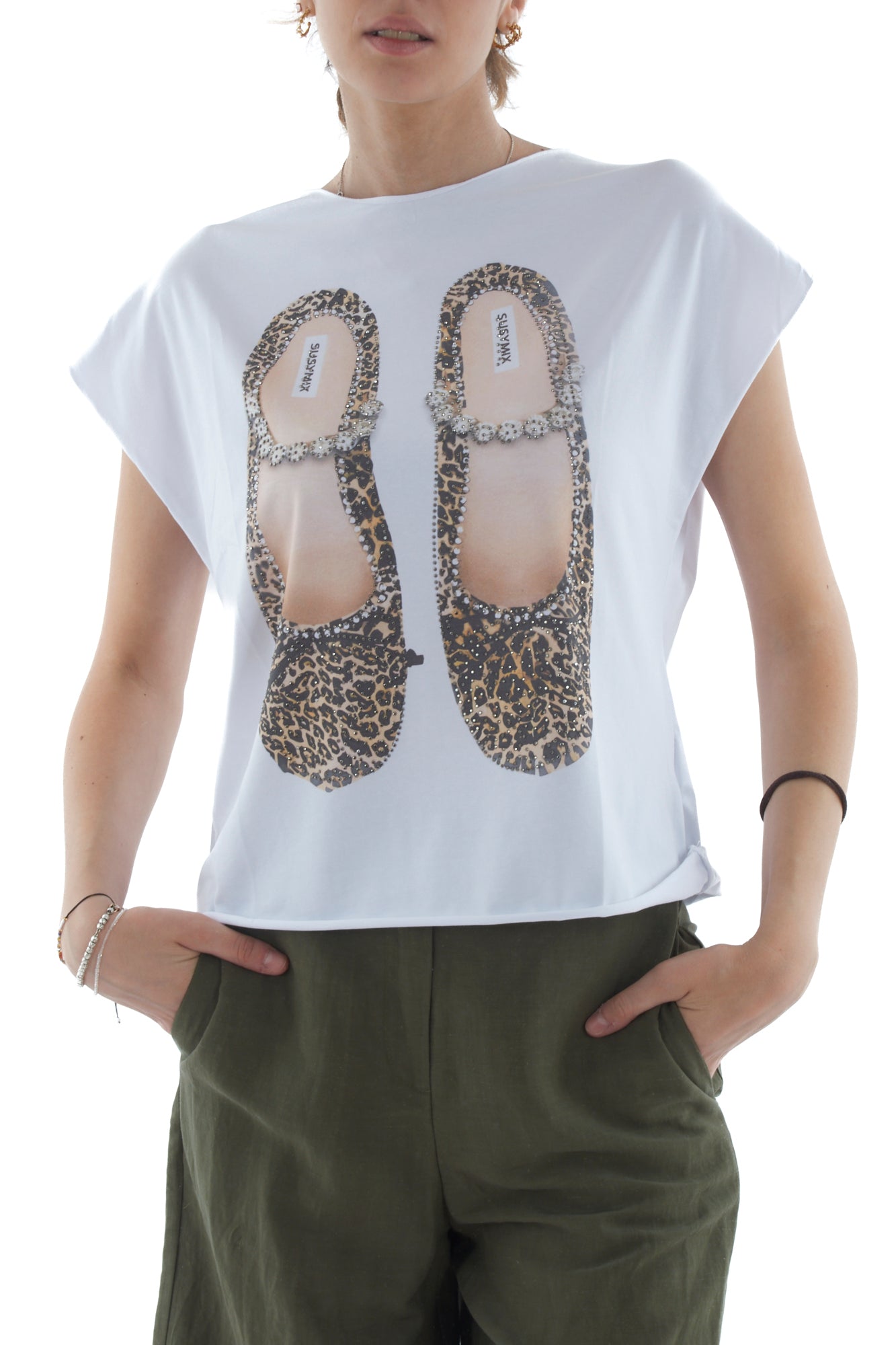 T-shirt con ballerine da Donna Susy mix - Bianco