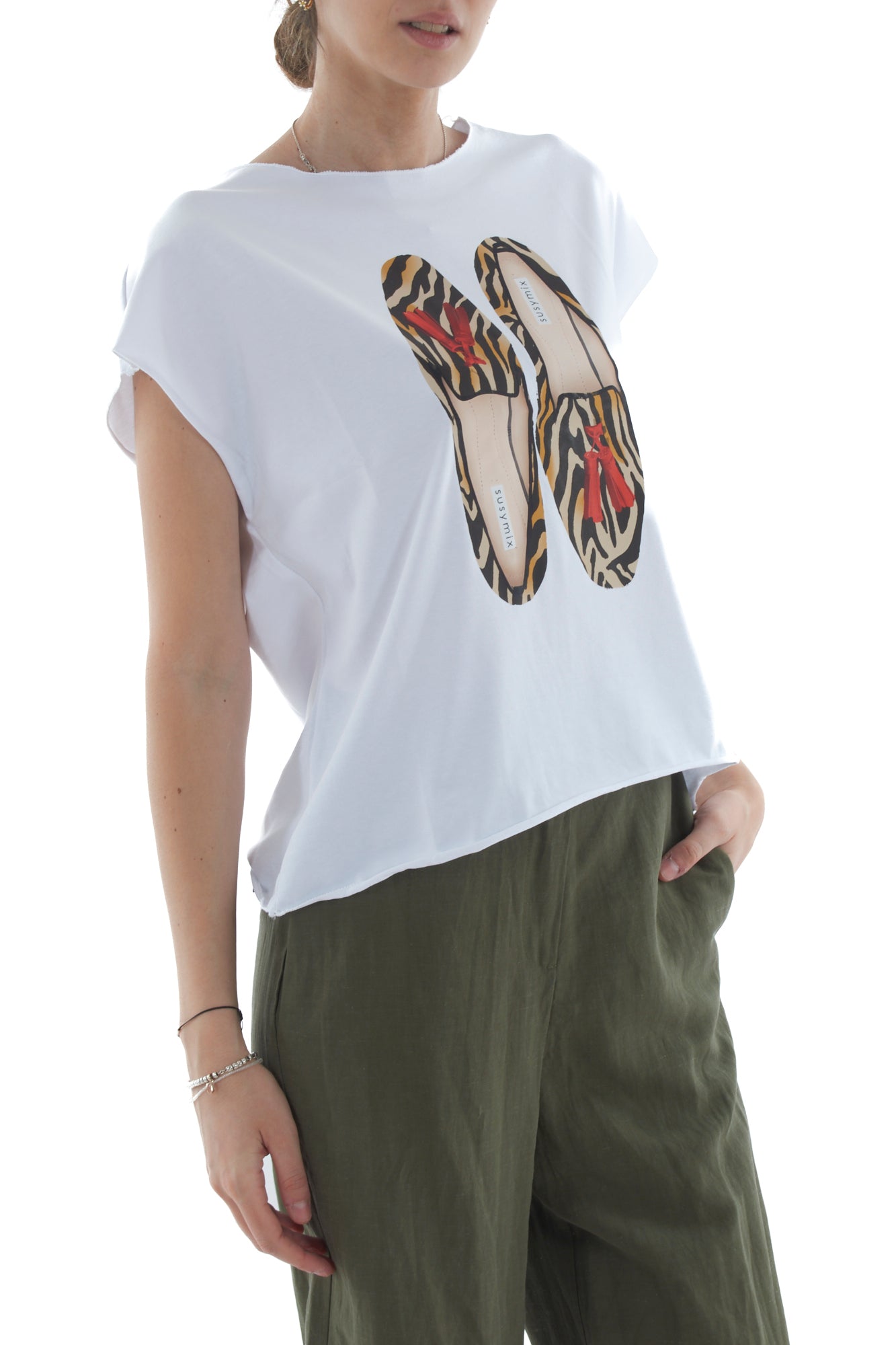 T-shirt ballerine maculate da Donna Susy mix - Bianco