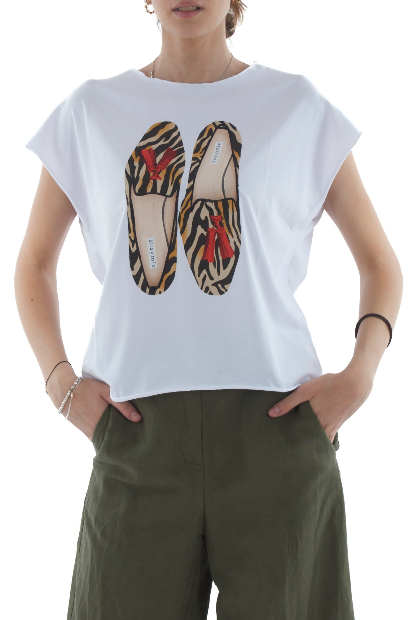 T-shirt ballerine maculate da Donna Susy mix - Bianco