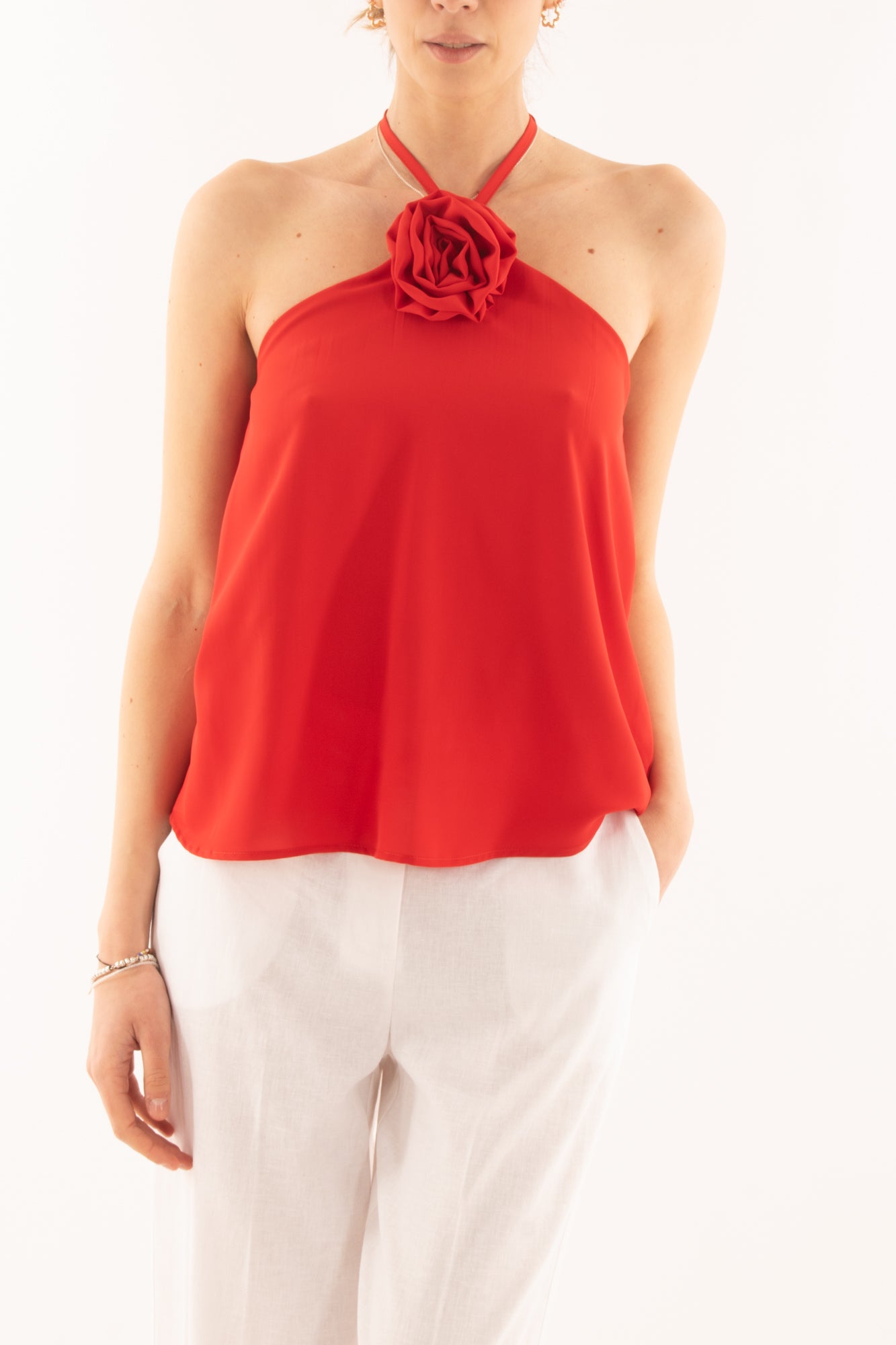 Top con fiore da Donna Susy mix - Rosso