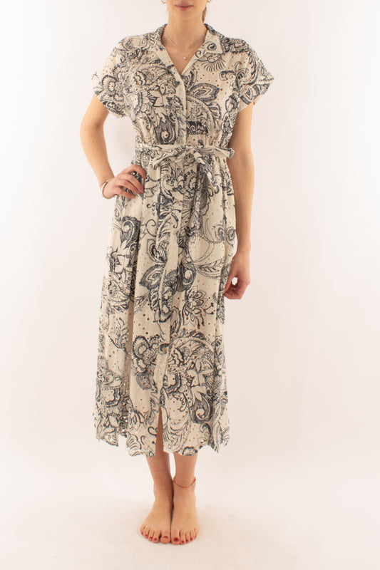 Abito chemisiere in pizzo san gallo da Donna Susy mix - Blu
