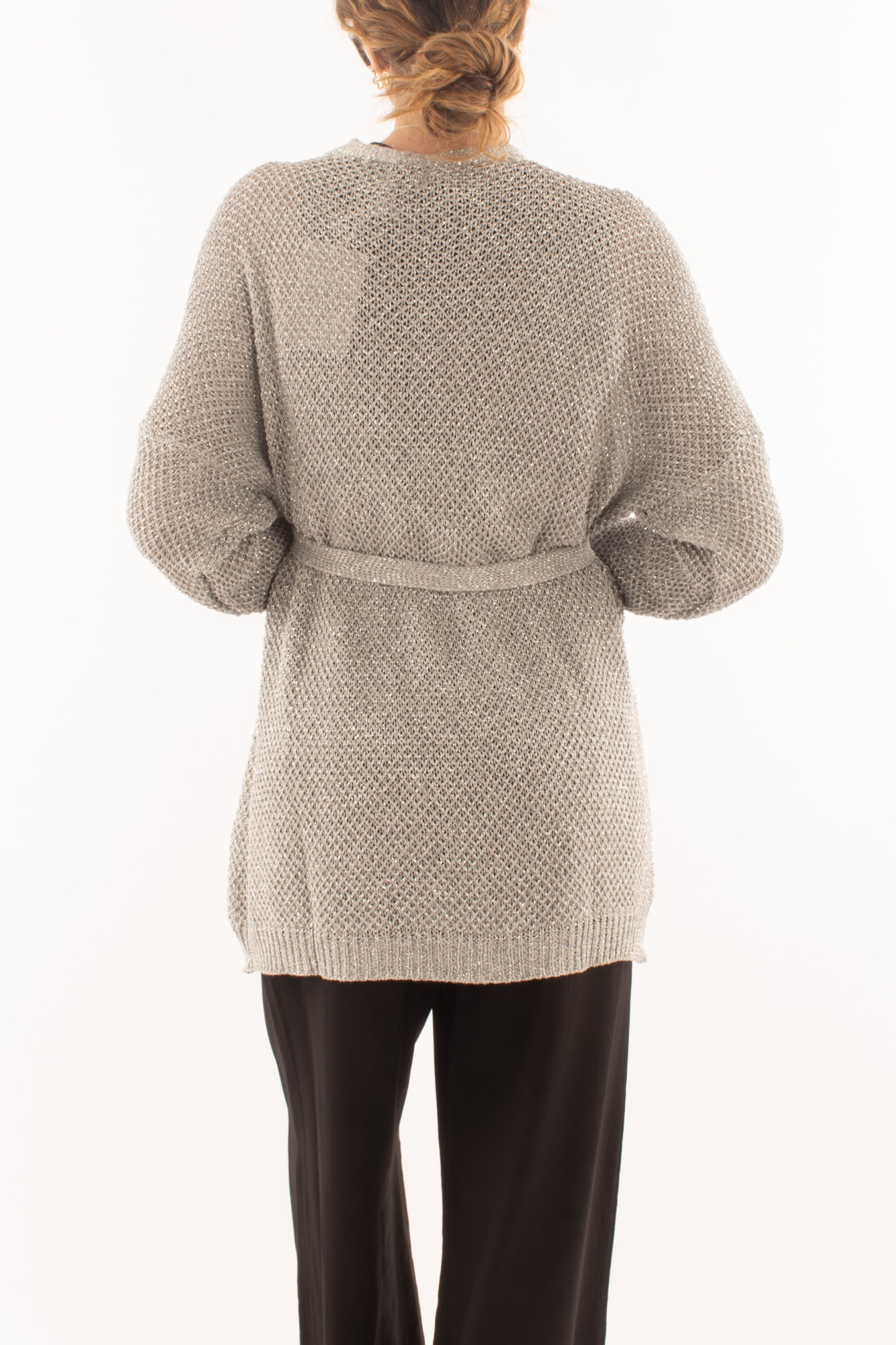 Cardigan con cintura da Donna Susy mix - Argento