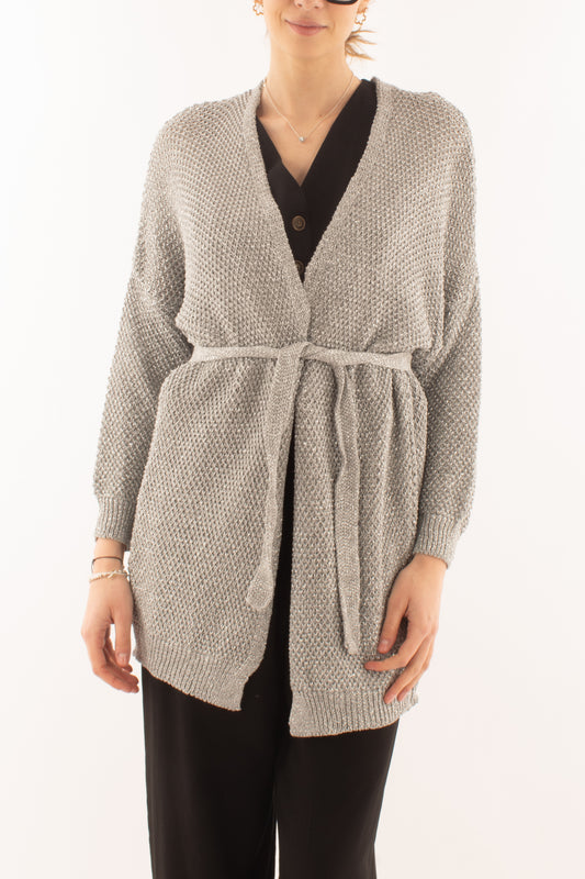 Cardigan con cintura da Donna Susy mix - Argento