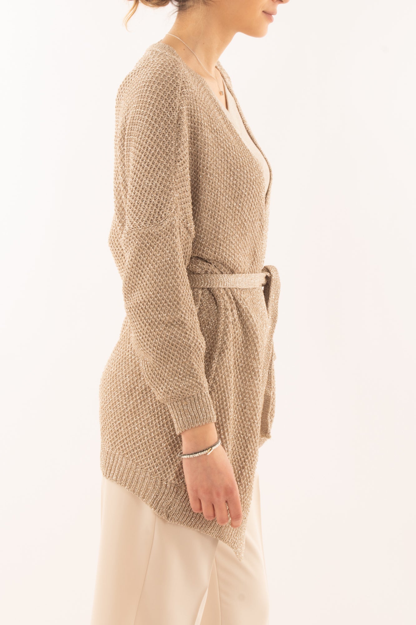 Cardigan con cintura da Donna Susy mix - Sabbia