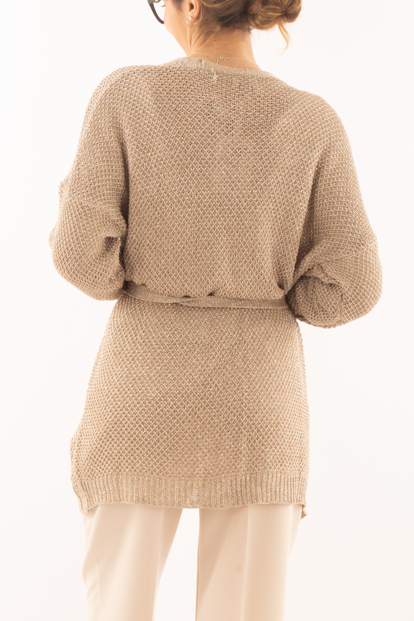 Cardigan con cintura da Donna Susy mix - Sabbia