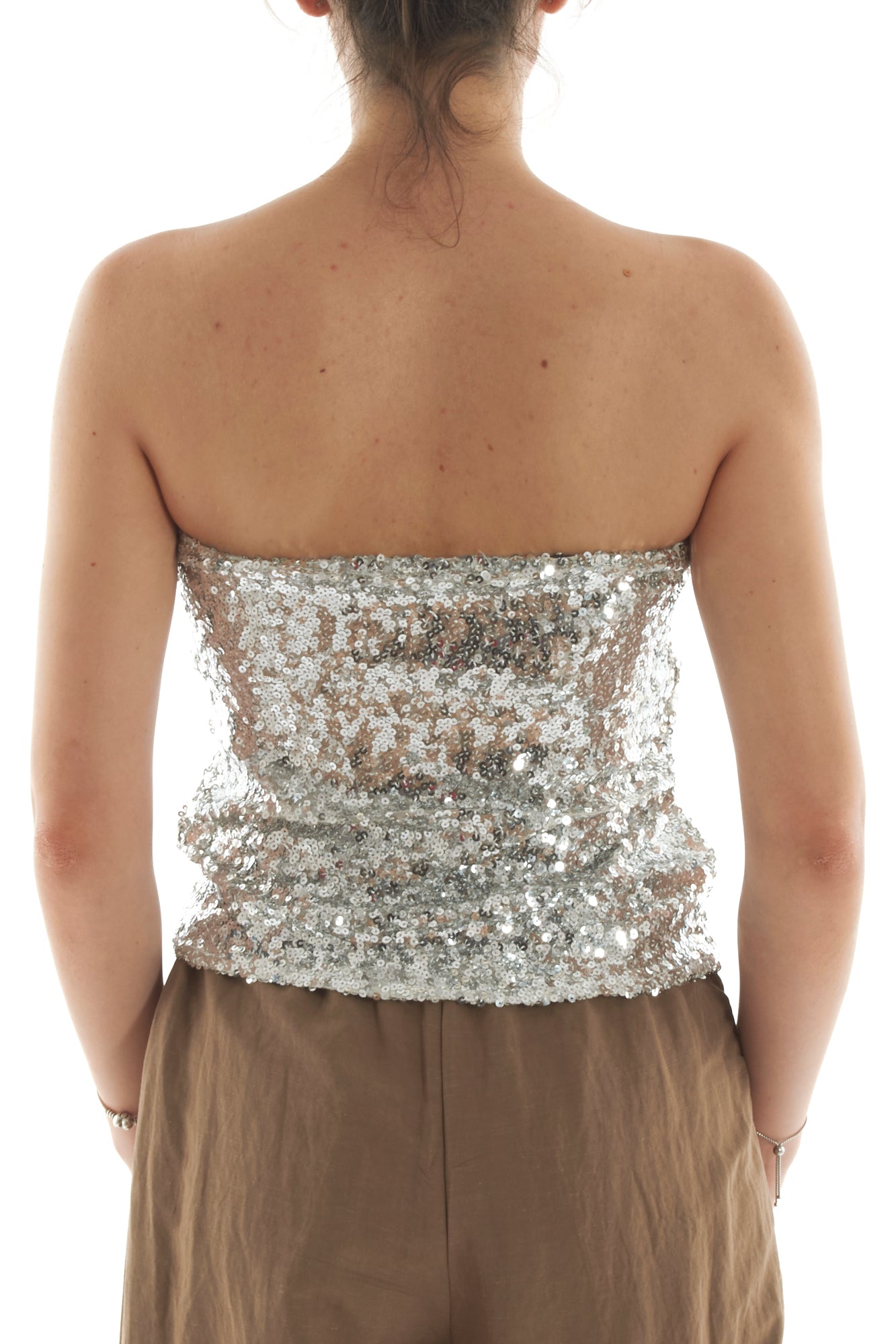 Top a fascia di paillettes da Donna Angela davis - Argento