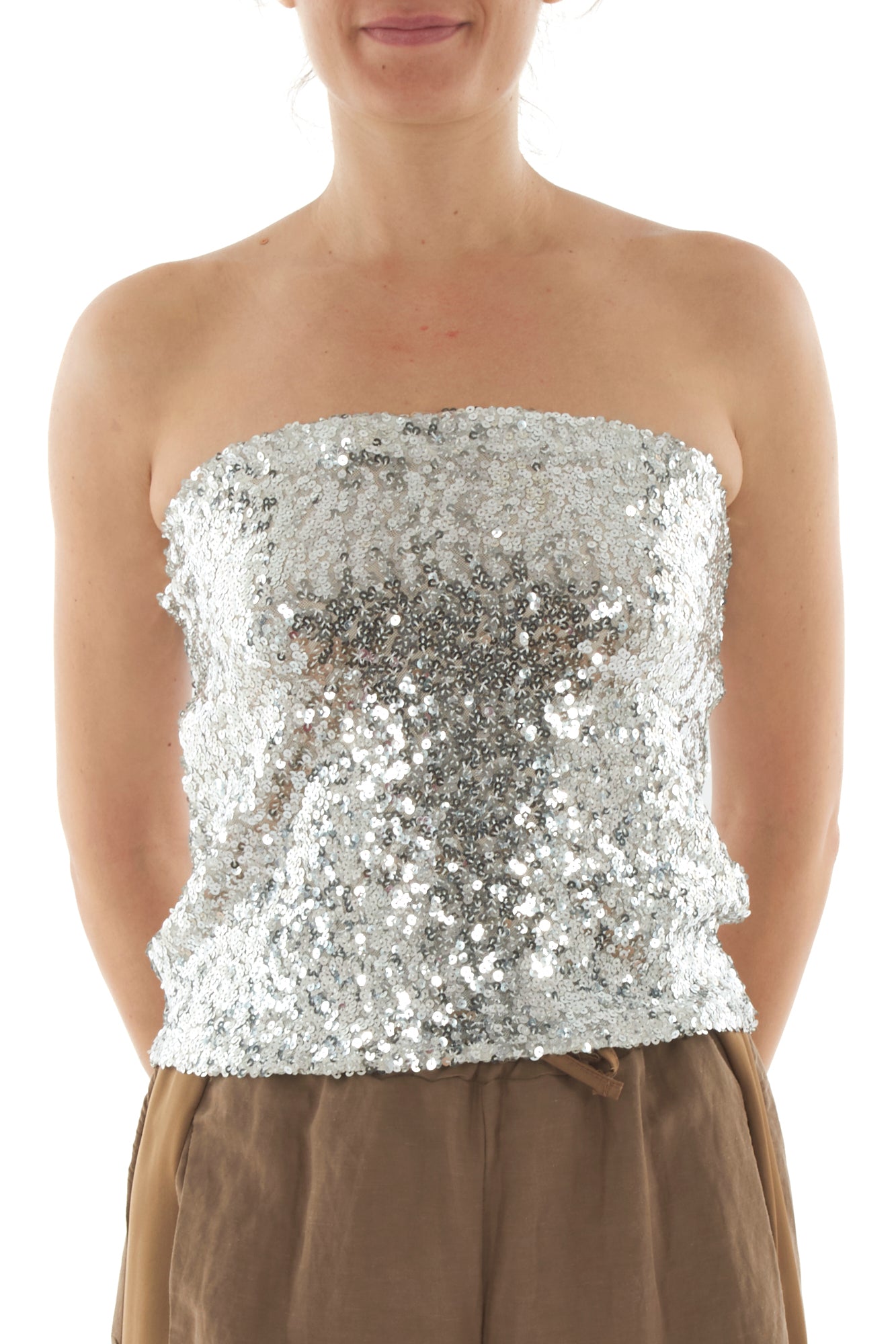 Top a fascia di paillettes da Donna Angela davis - Argento