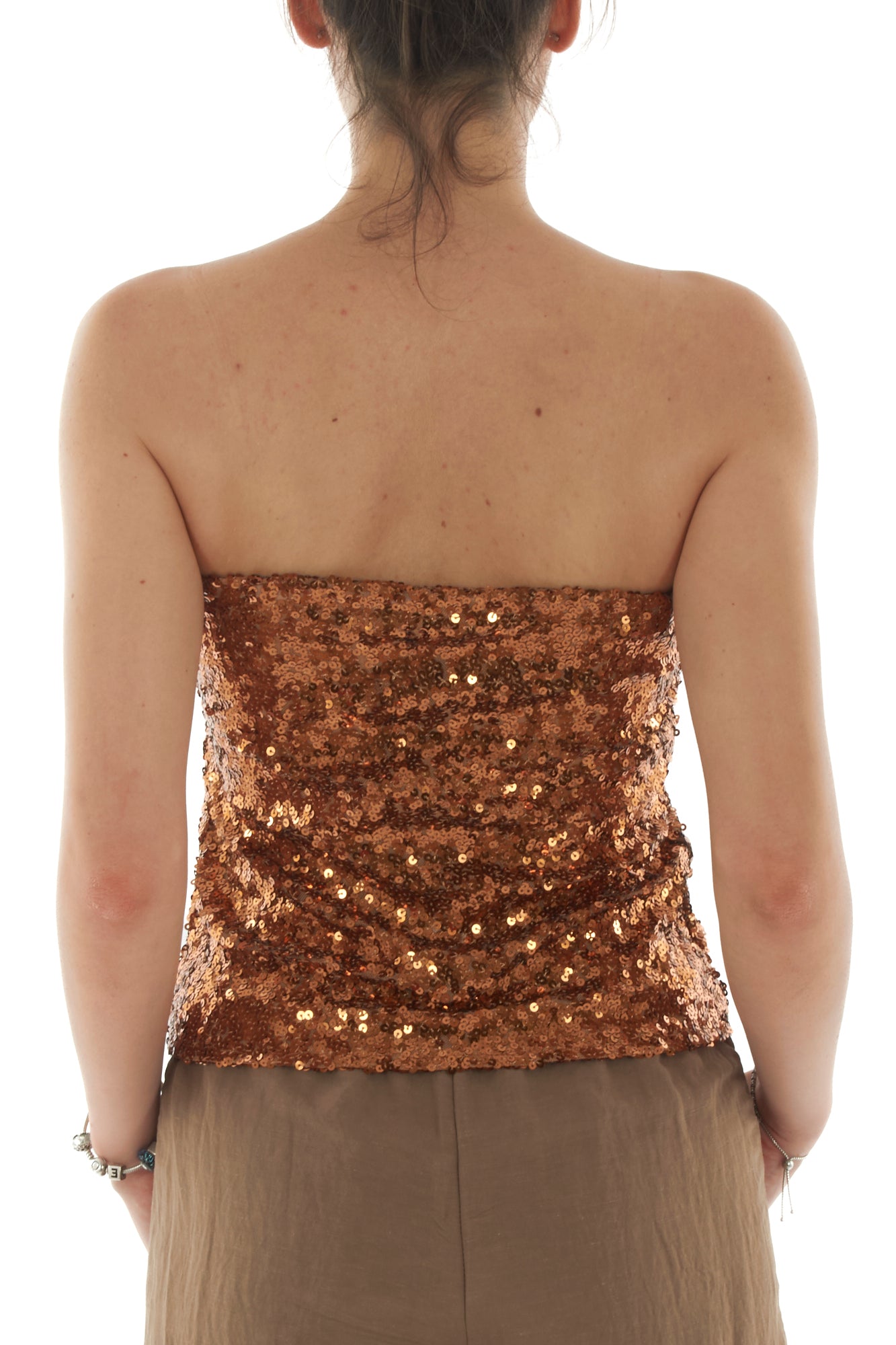 Top a fascia di paillettes da Donna Angela davis - Tabacco