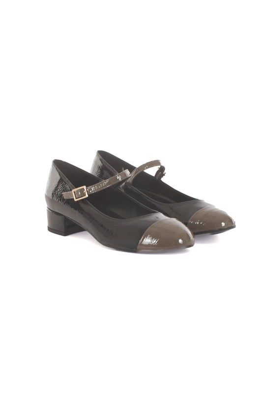 Scarpa baby con cinturino bicolore Divine follie - Nero taupe