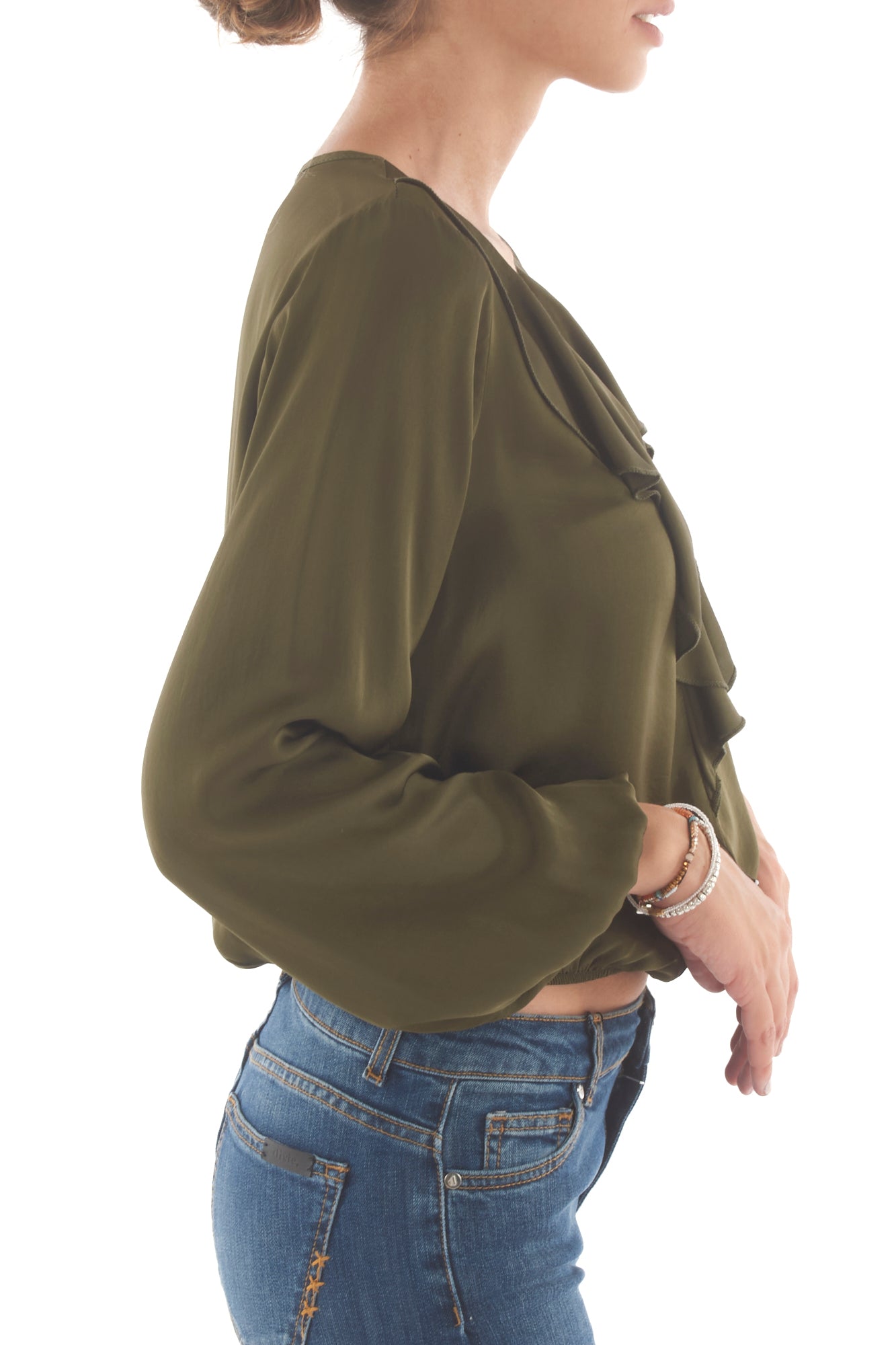 Blusa a v con rouge Dixie - Militare