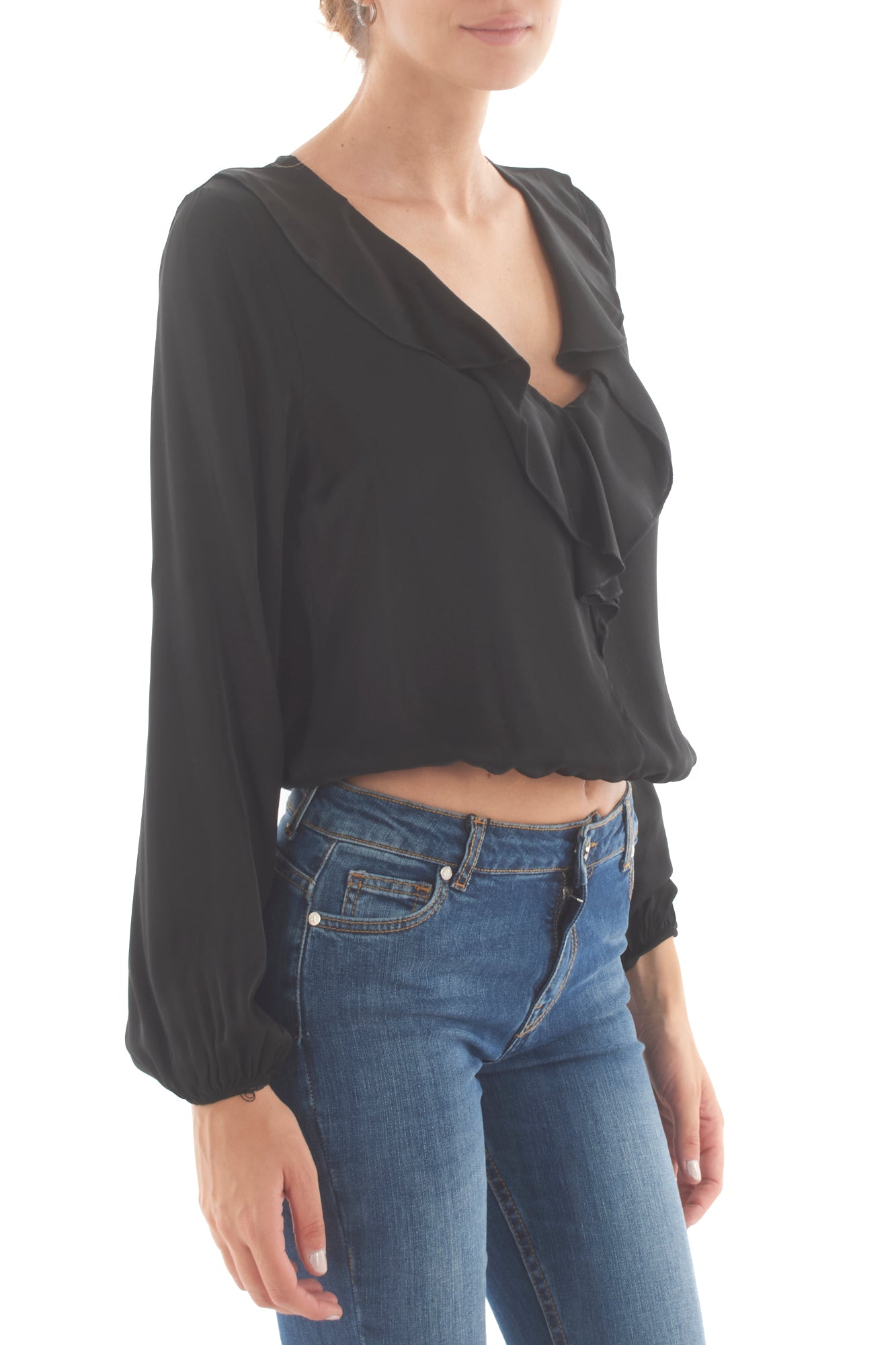 Blusa a v con rouge Dixie - Nero