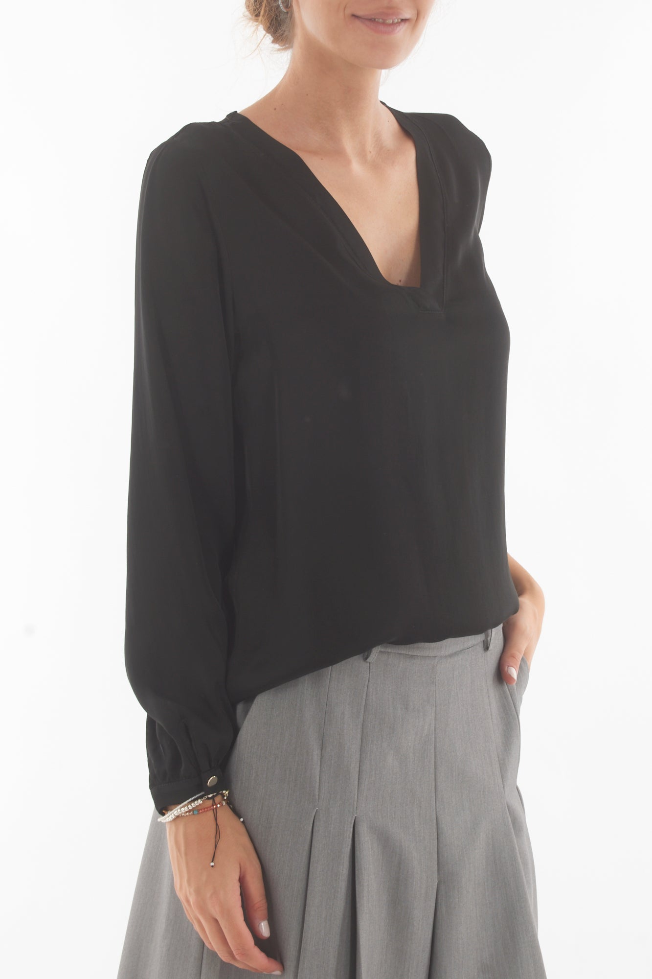 Blusa a v Dixie - Nero