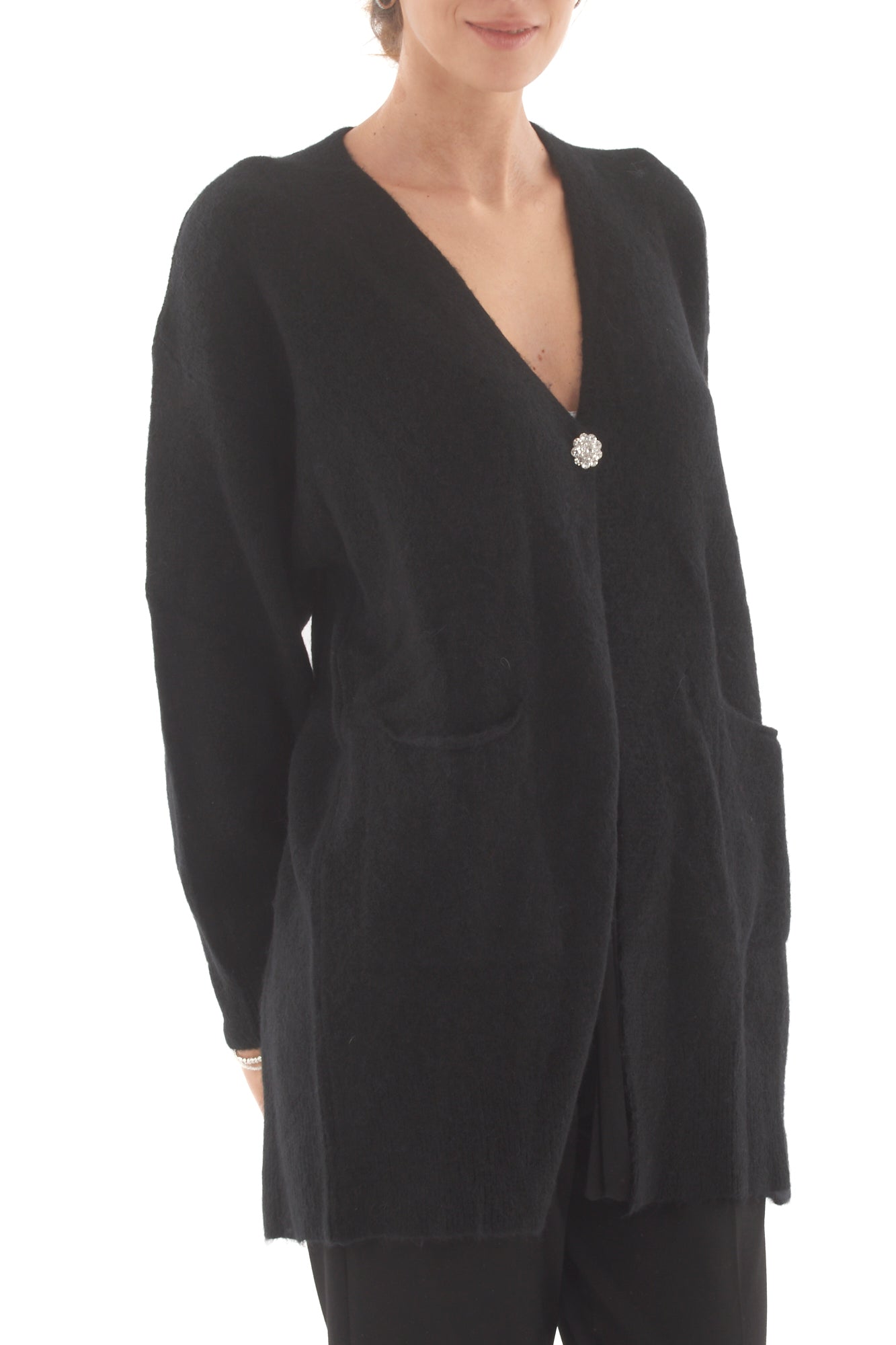 Cardigan bottone gioiello Dixie - Nero