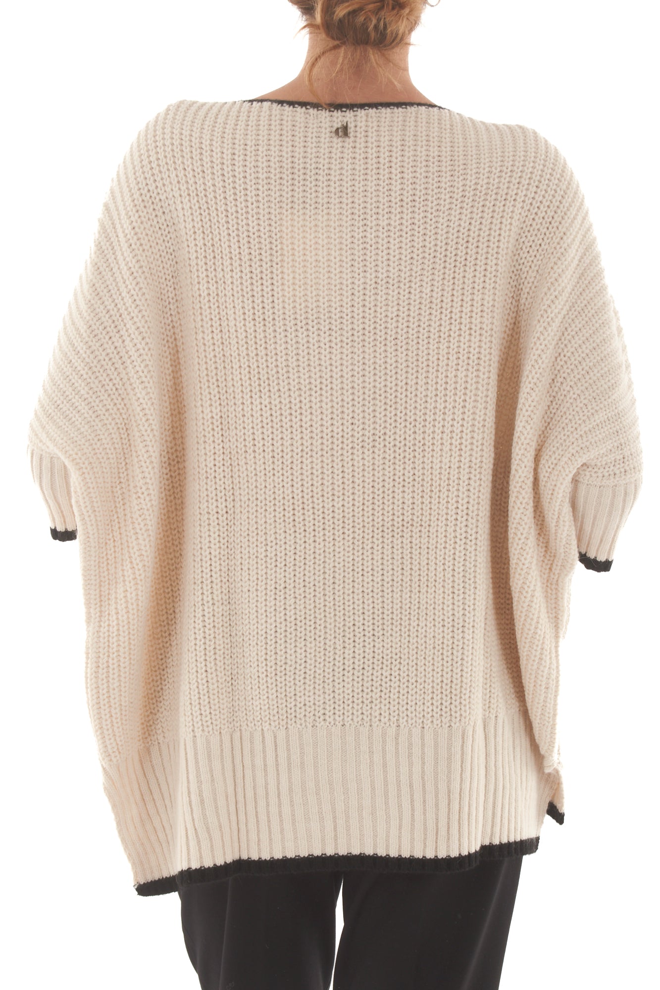 Maglione profili a contrasto Dixie - Panna