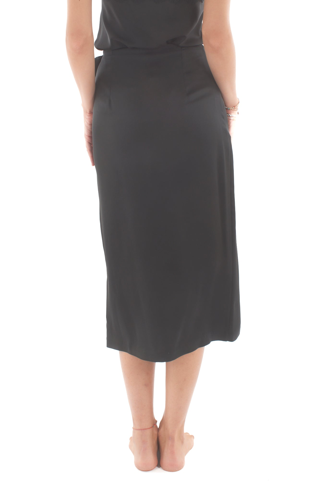 Gonna satin 3/4 a portafoglio Imperial - Nero