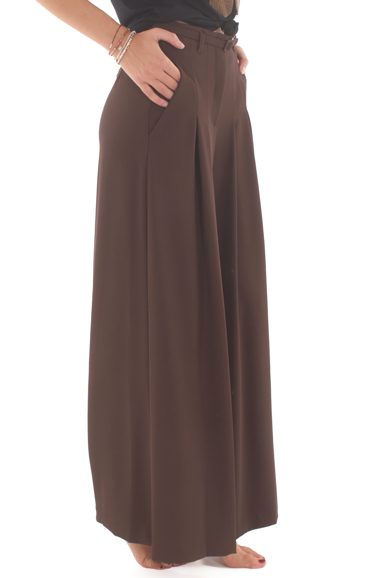 Pantalone a palazzo con pieghe Imperial - Ebano