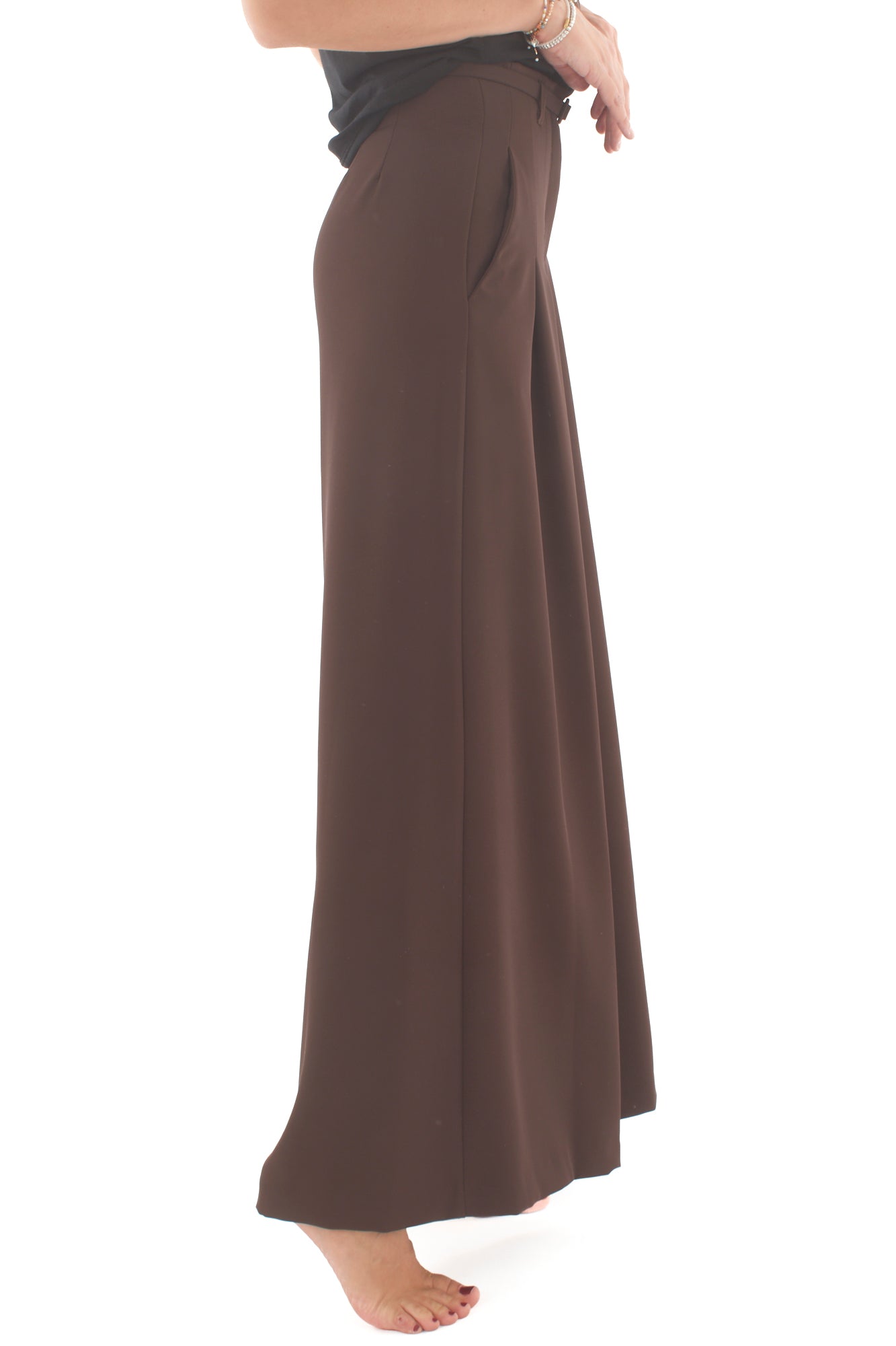 Pantalone a palazzo con pieghe Imperial - Ebano