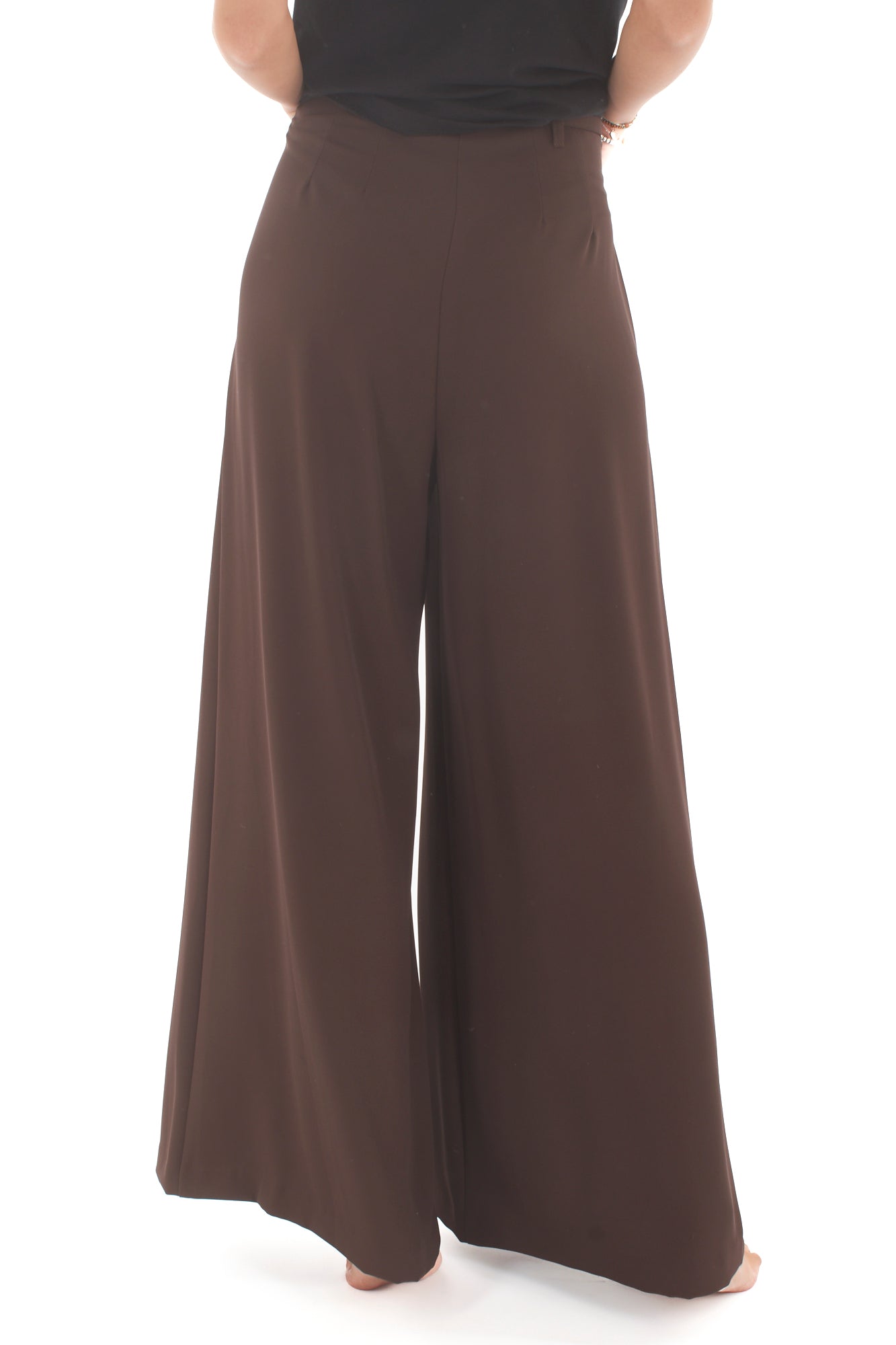 Pantalone a palazzo con pieghe Imperial - Ebano