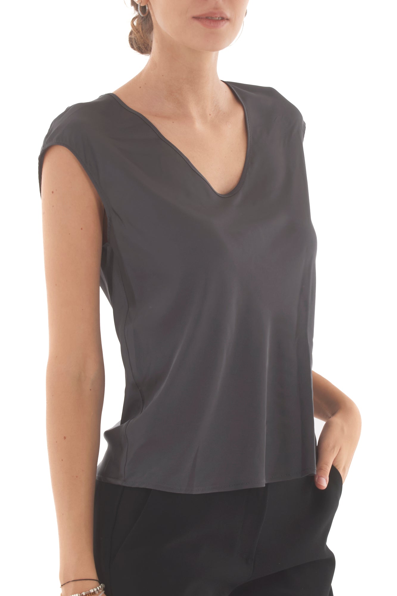 Blusa smanicata Imperial - Piombo