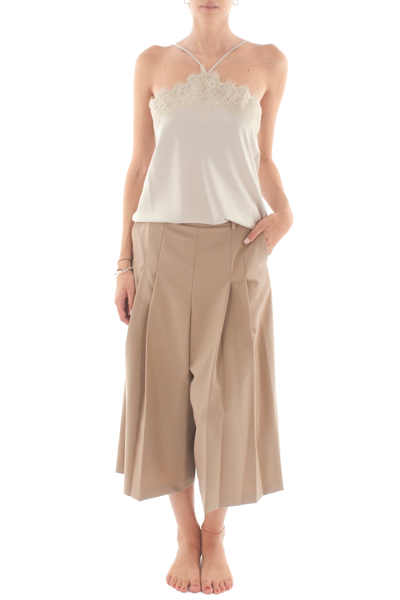 Canottiera con pizzo Imperial- Mastice