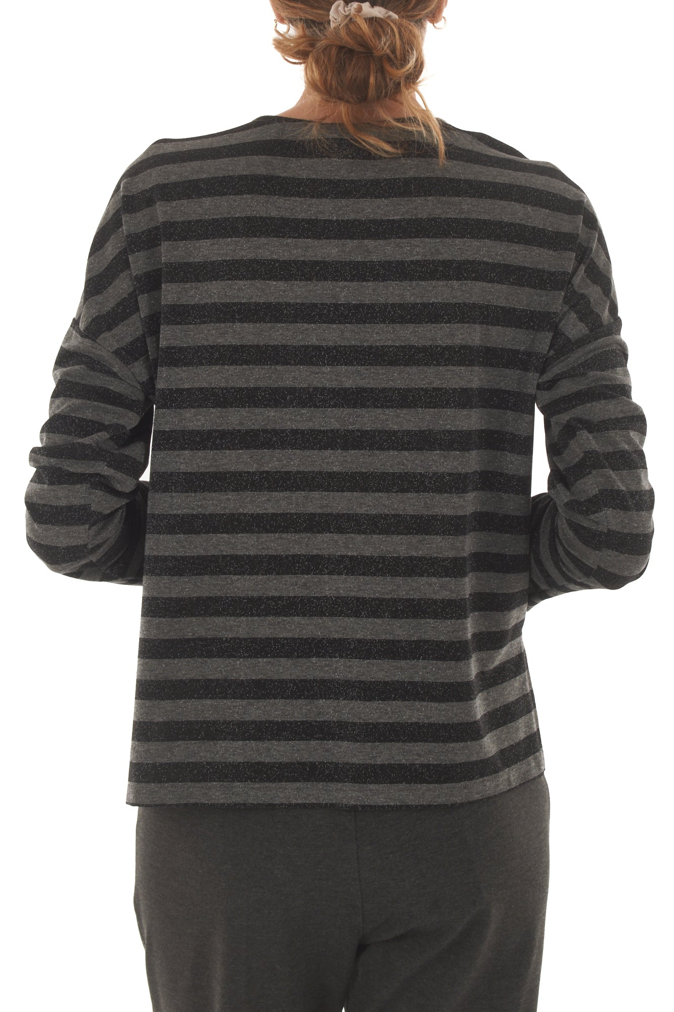 Maglia rigata con lurex Metoo- Nero