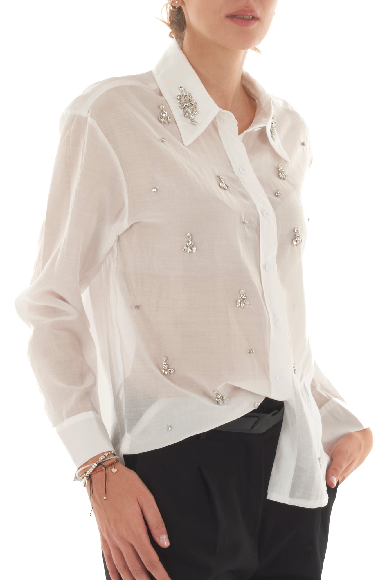 Camicia con pietre Metoo - Bianco