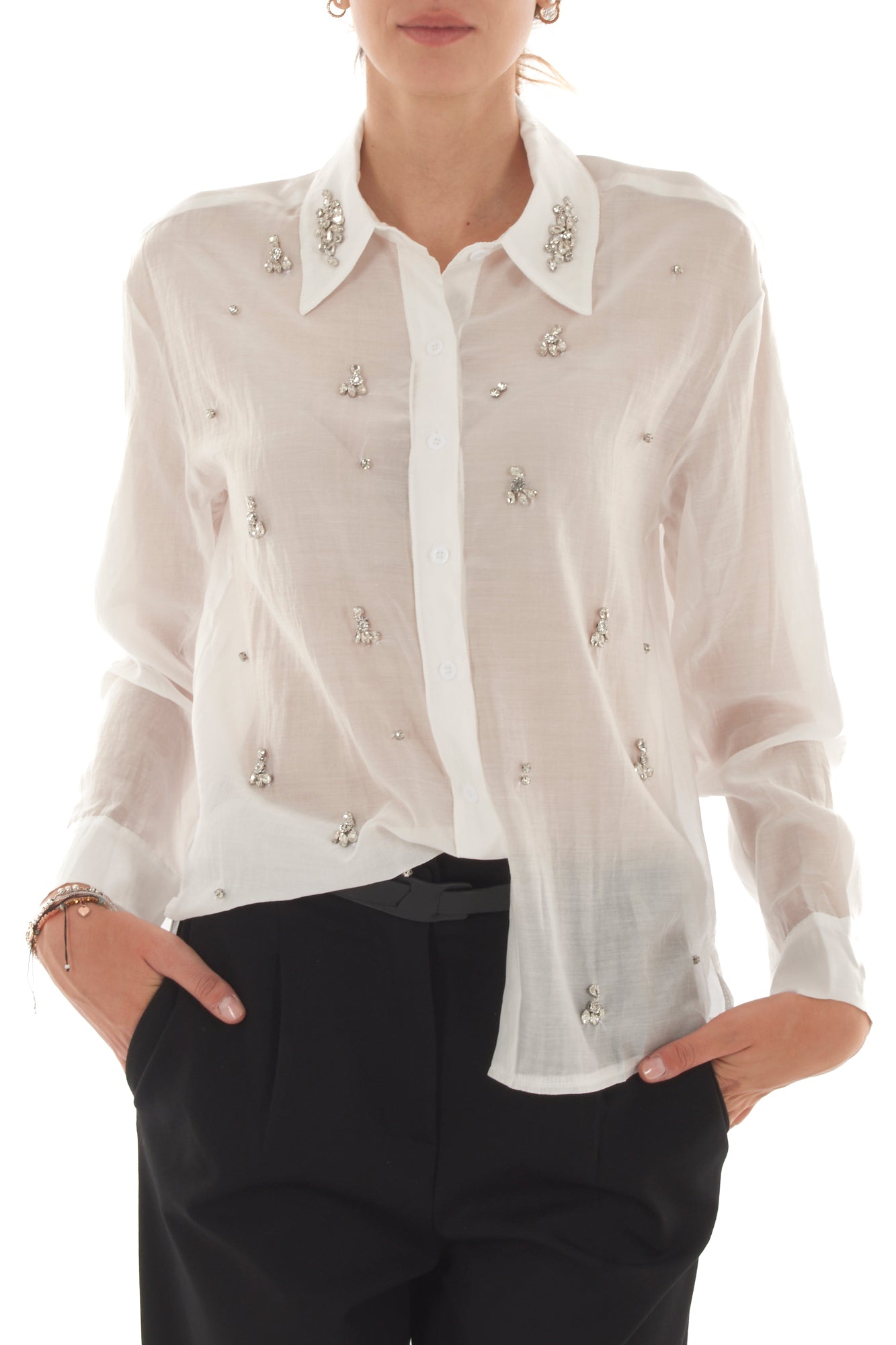Camicia con pietre Metoo - Bianco