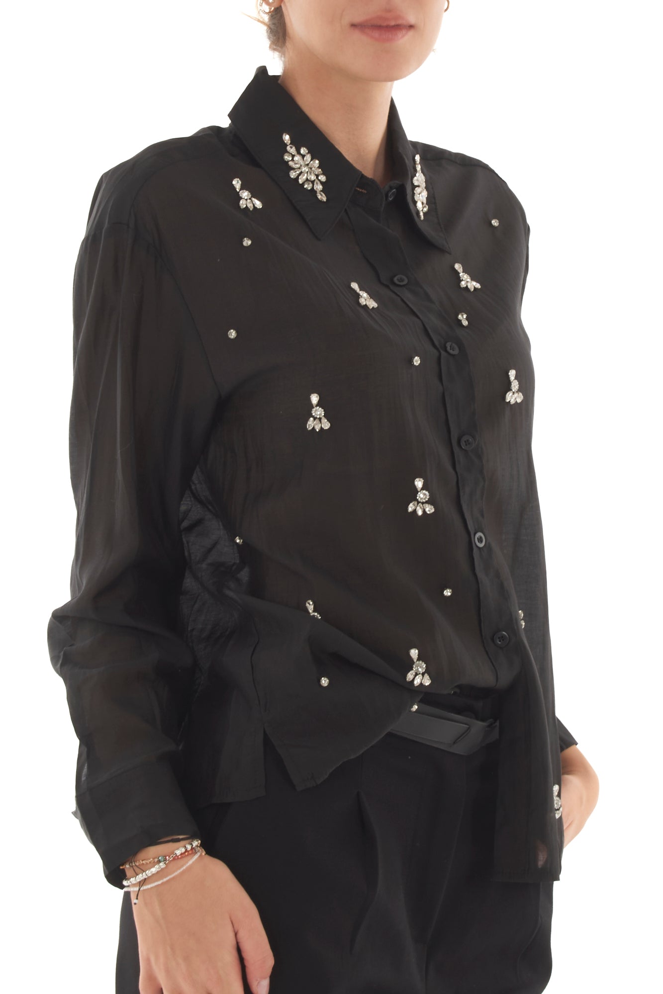Camicia con pietre Metoo - Nero