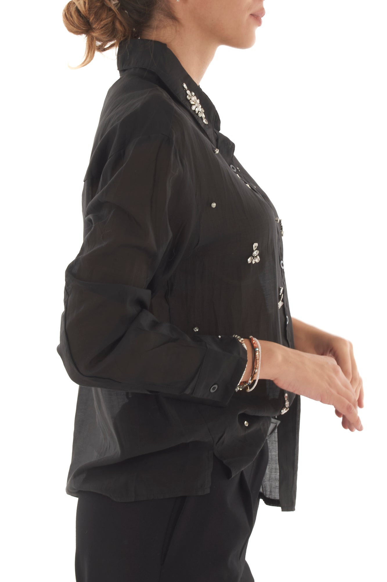 Camicia con pietre Metoo - Nero