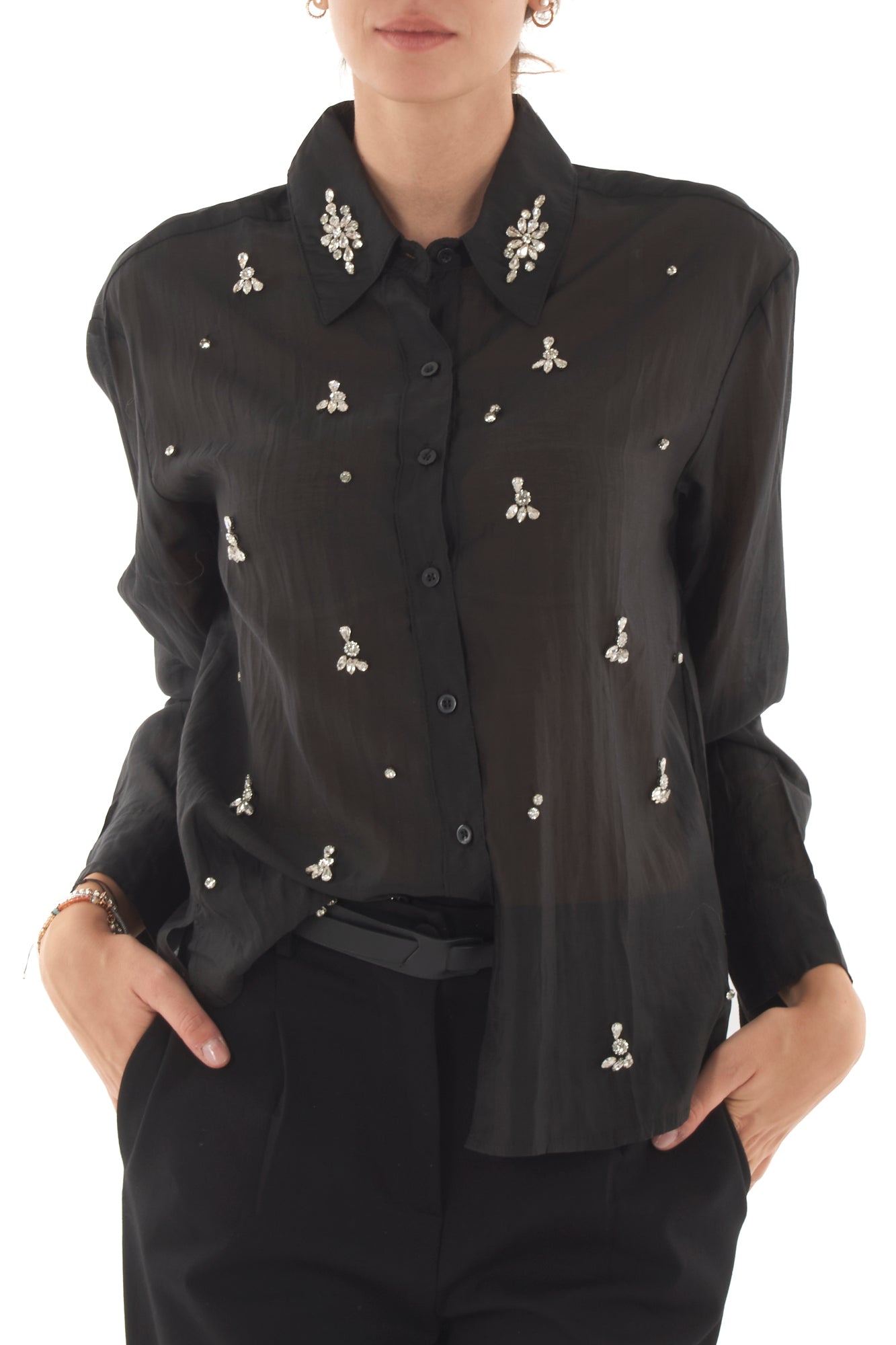 Camicia con pietre Metoo - Nero