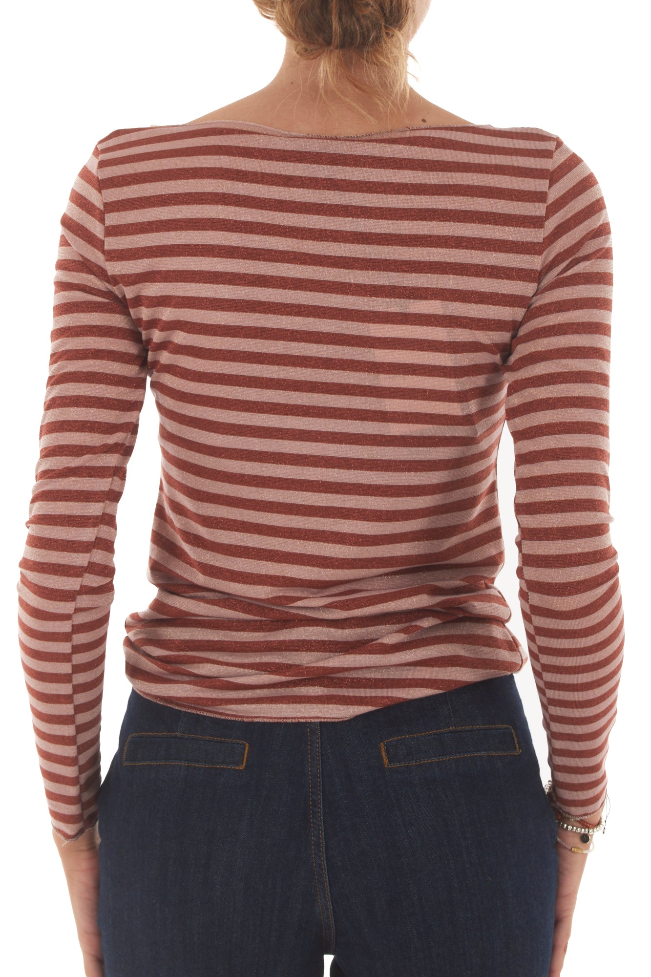 Maglia rigata con lurex Metoo Rosa