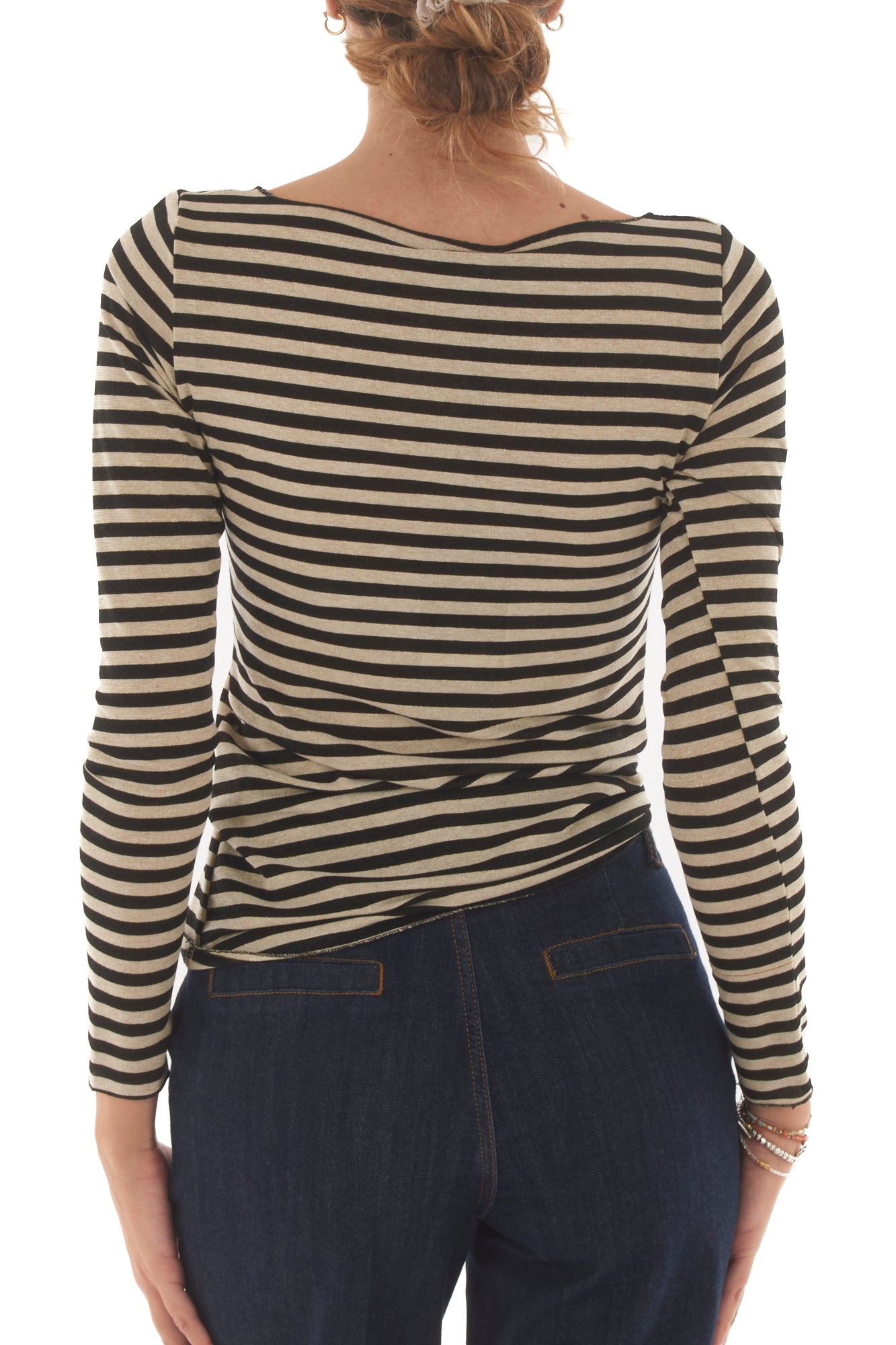 Maglia rigata con lurex Metoo - Sabbia