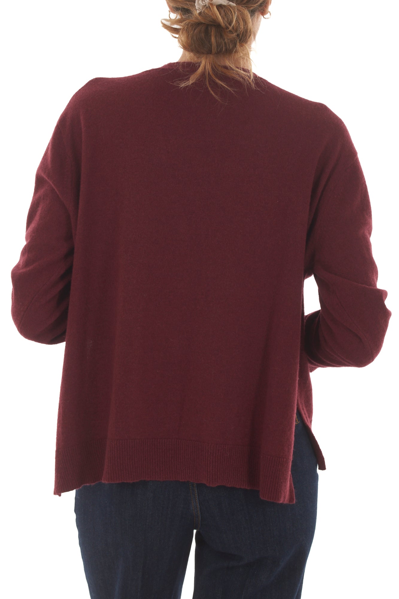 Cardigan con spacchi laterali misto cachemire Metoo - Vino