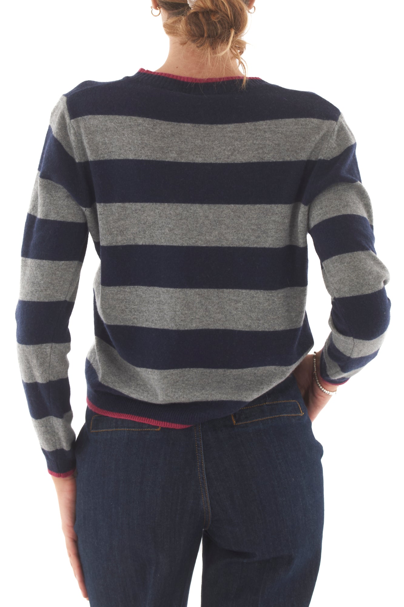 Maglione misto cachemire rigato Metoo - Blu