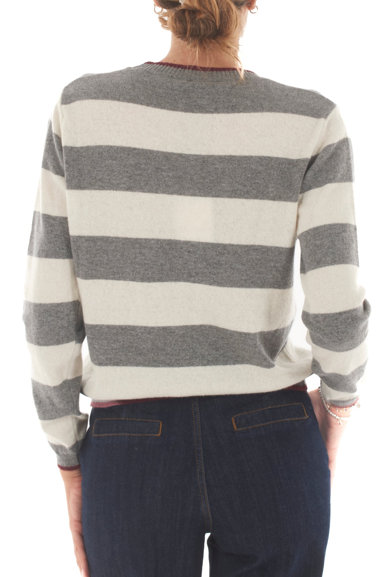 Maglione misto cachemire rigato Metoo - Burro