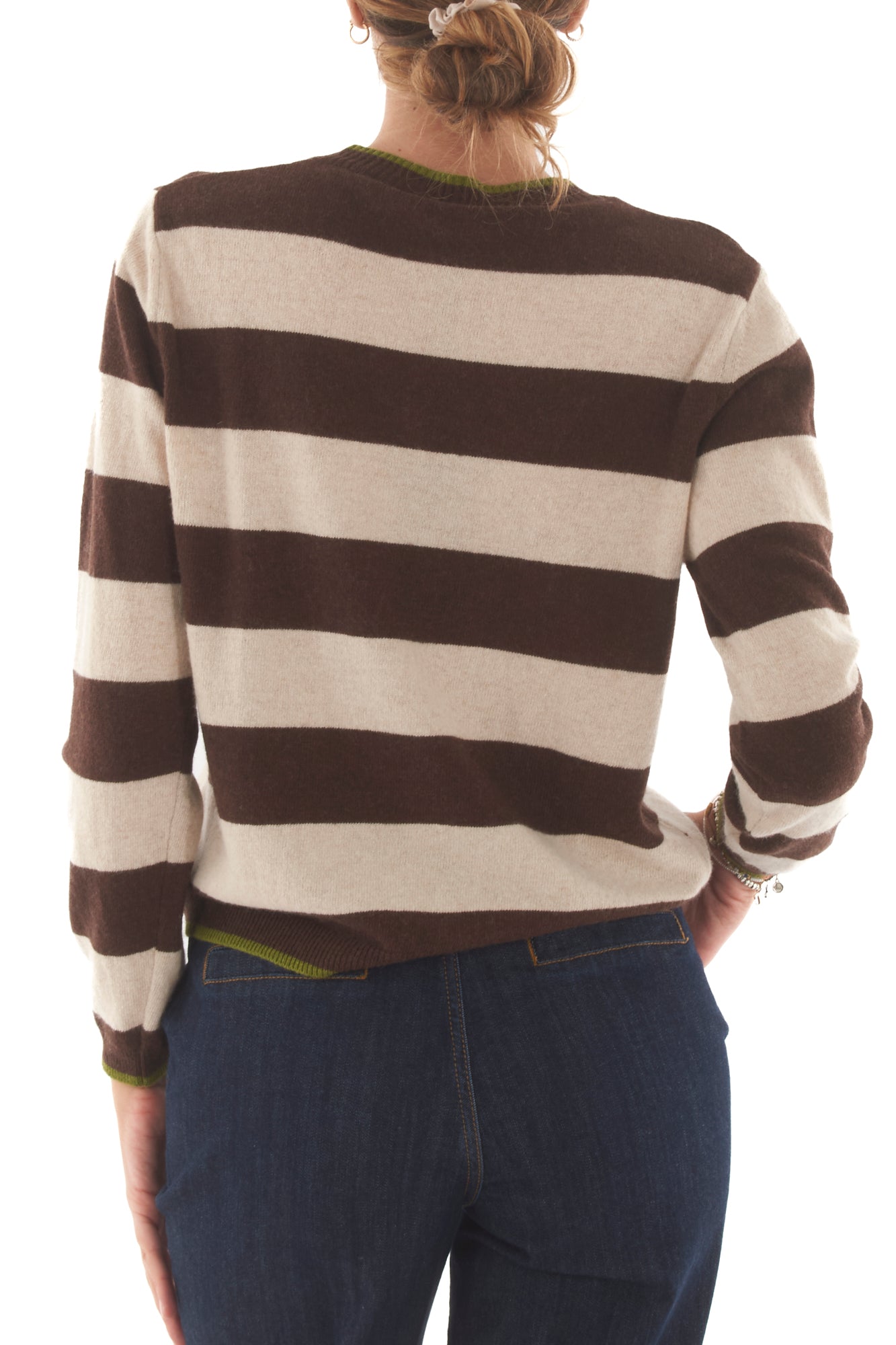 Maglione misto cachemire rigato Metoo - Sabbia