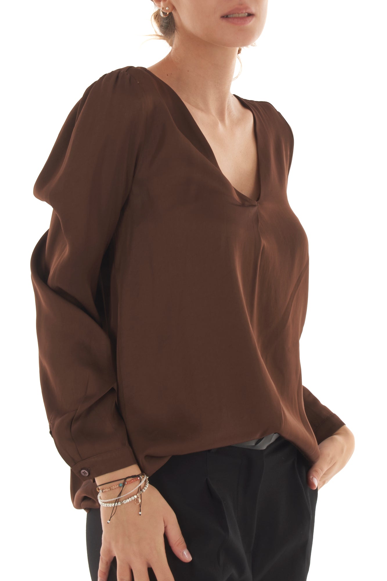 Blusa a v Metoo - Tabacco