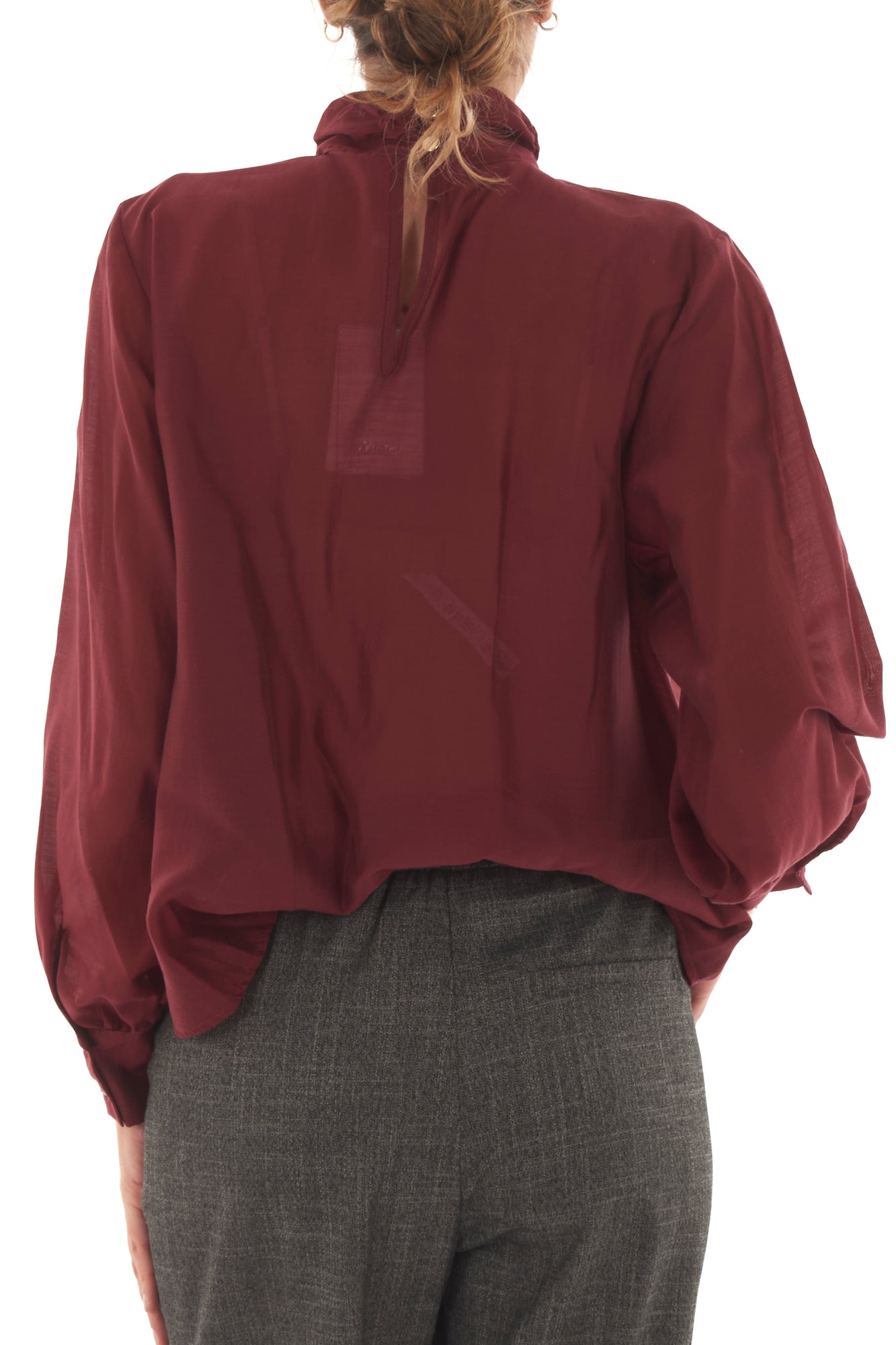 Blusa con collo alla coreana Motel - Burgundy