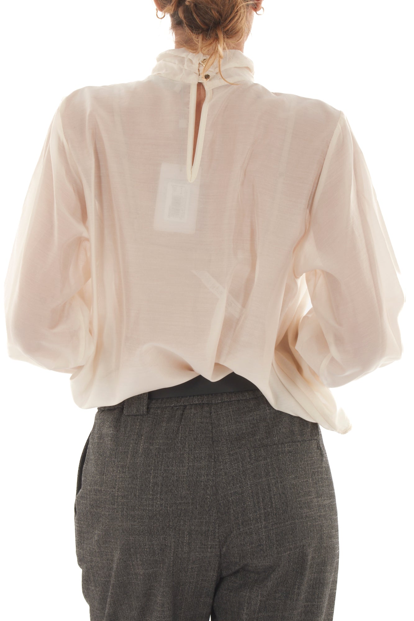 Blusa con collo alla coreana Motel - Gesso