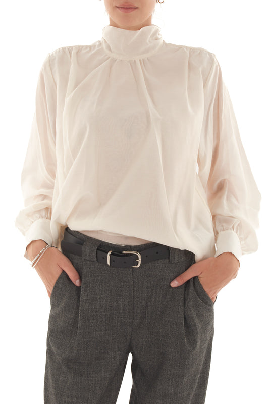 Blusa con collo alla coreana Motel - Gesso