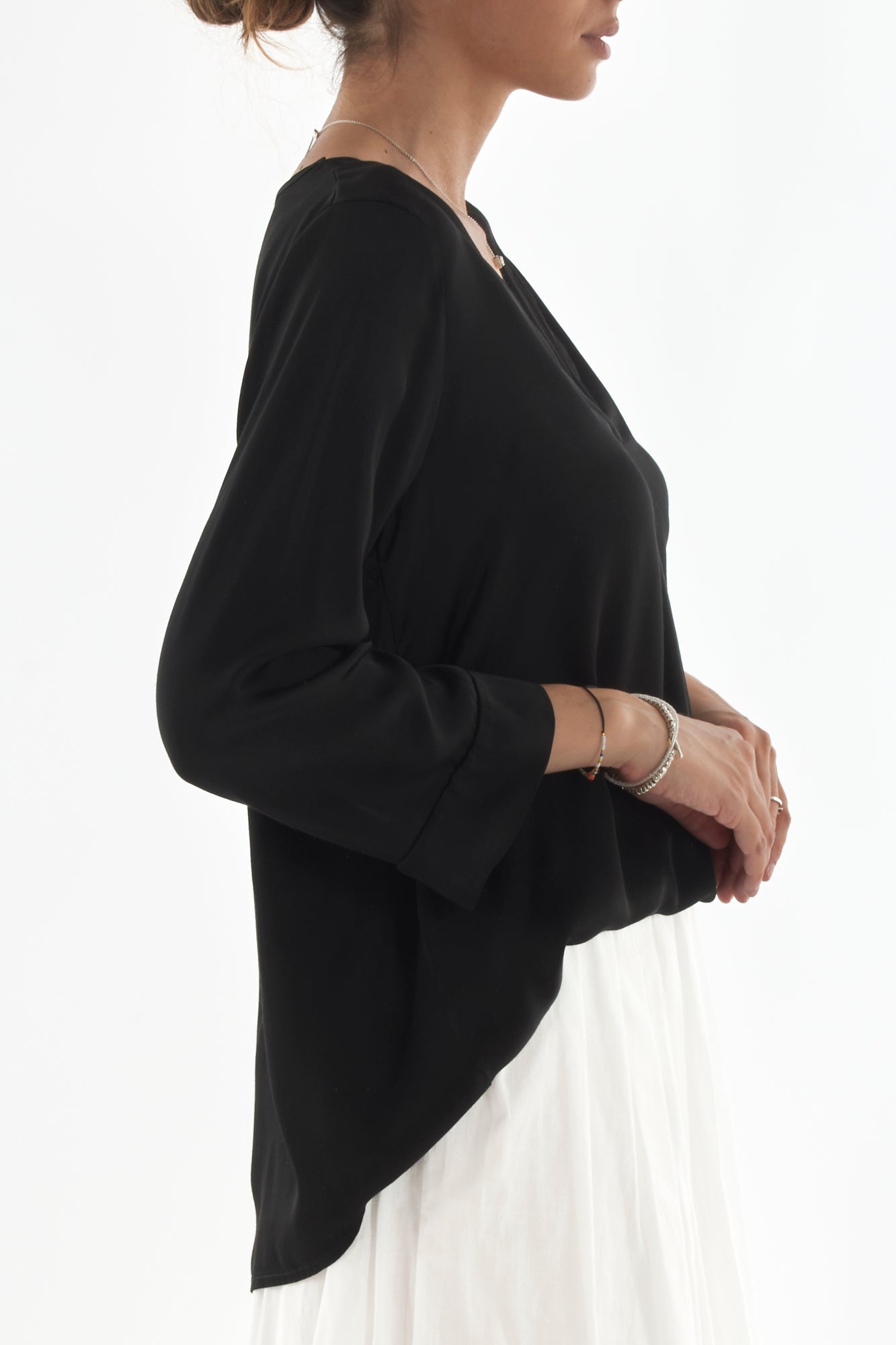 Blusa a v manica lunga da Donna Motel - Nero