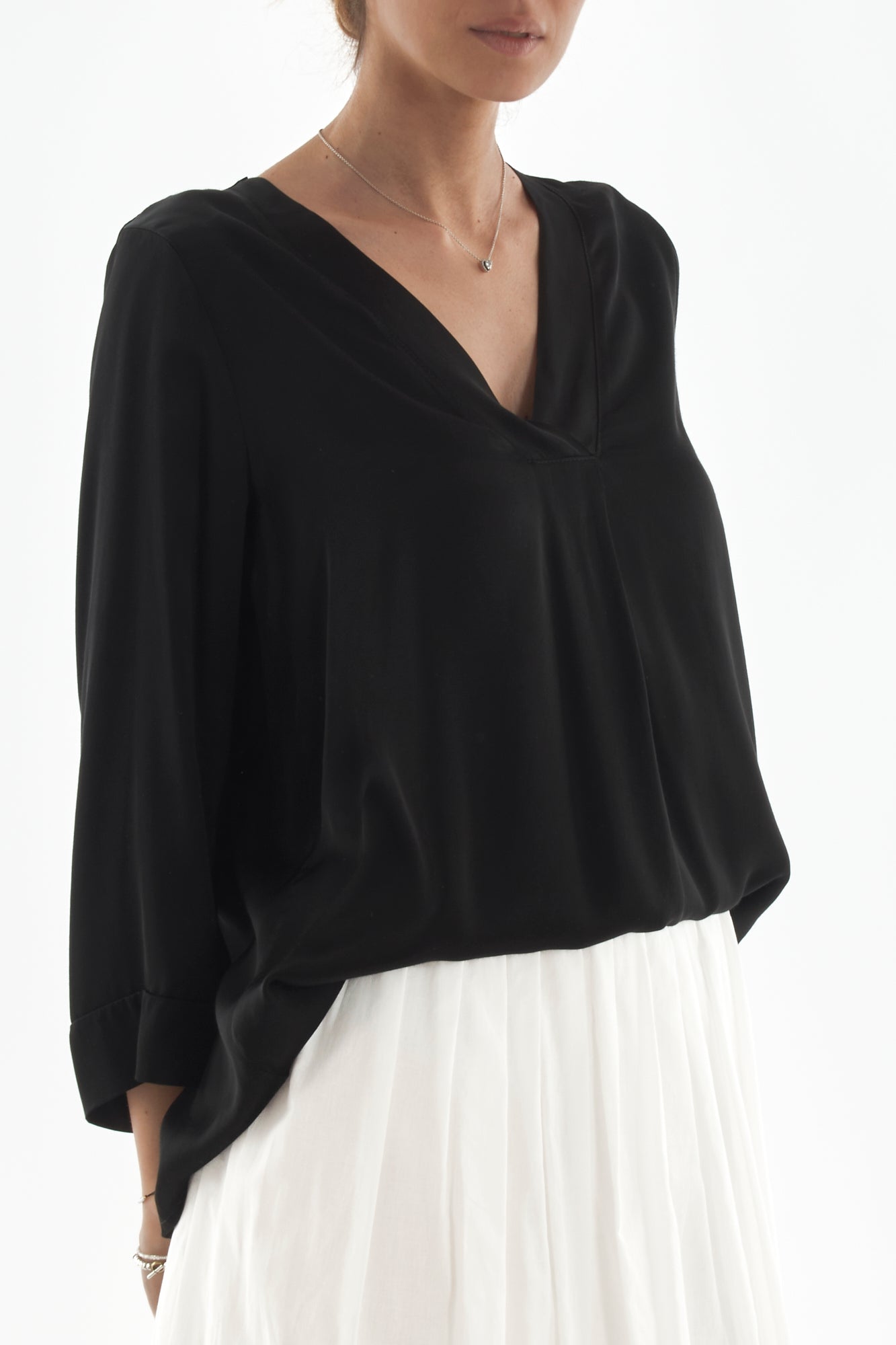Blusa a v manica lunga da Donna Motel - Nero