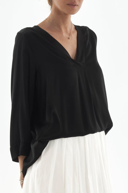 Blusa a v manica lunga da Donna Motel - Nero