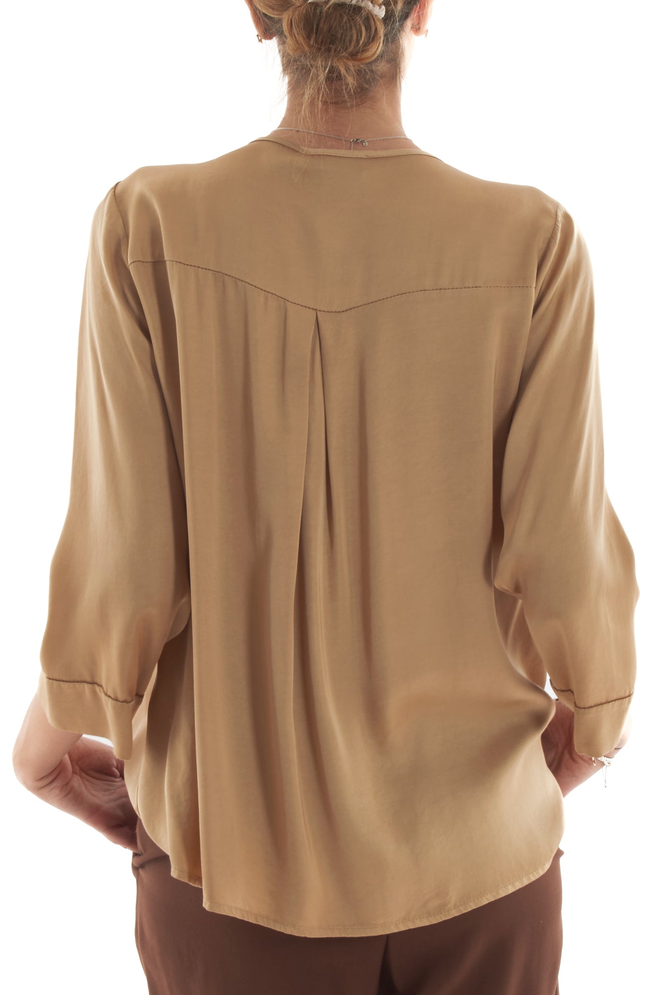 Blusa a v manica lunga da Donna Motel - Sabbia