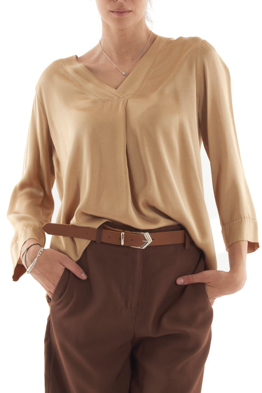 Blusa a v manica lunga da Donna Motel - Sabbia