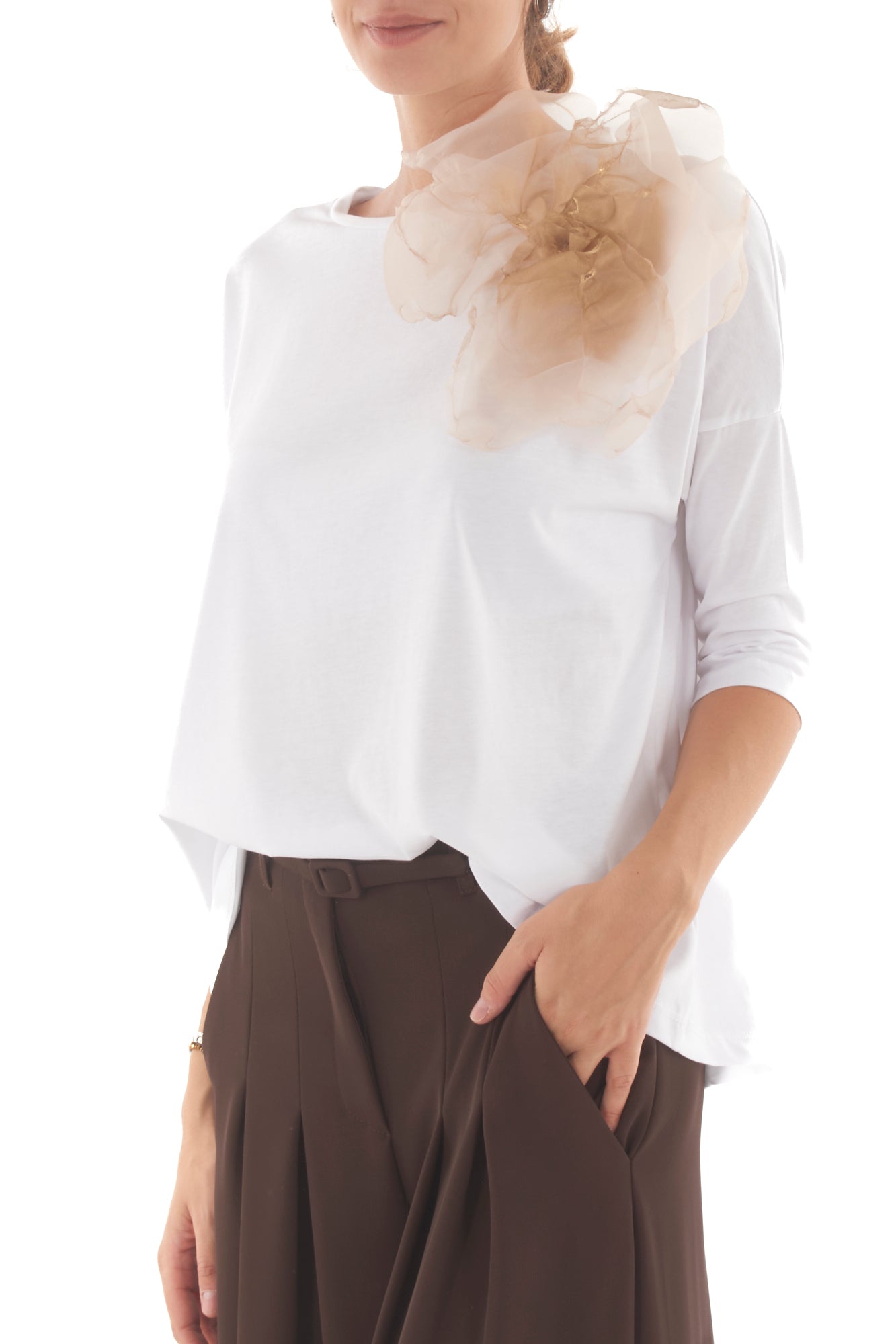 T-shirt con spilla Souvenir - Bianco