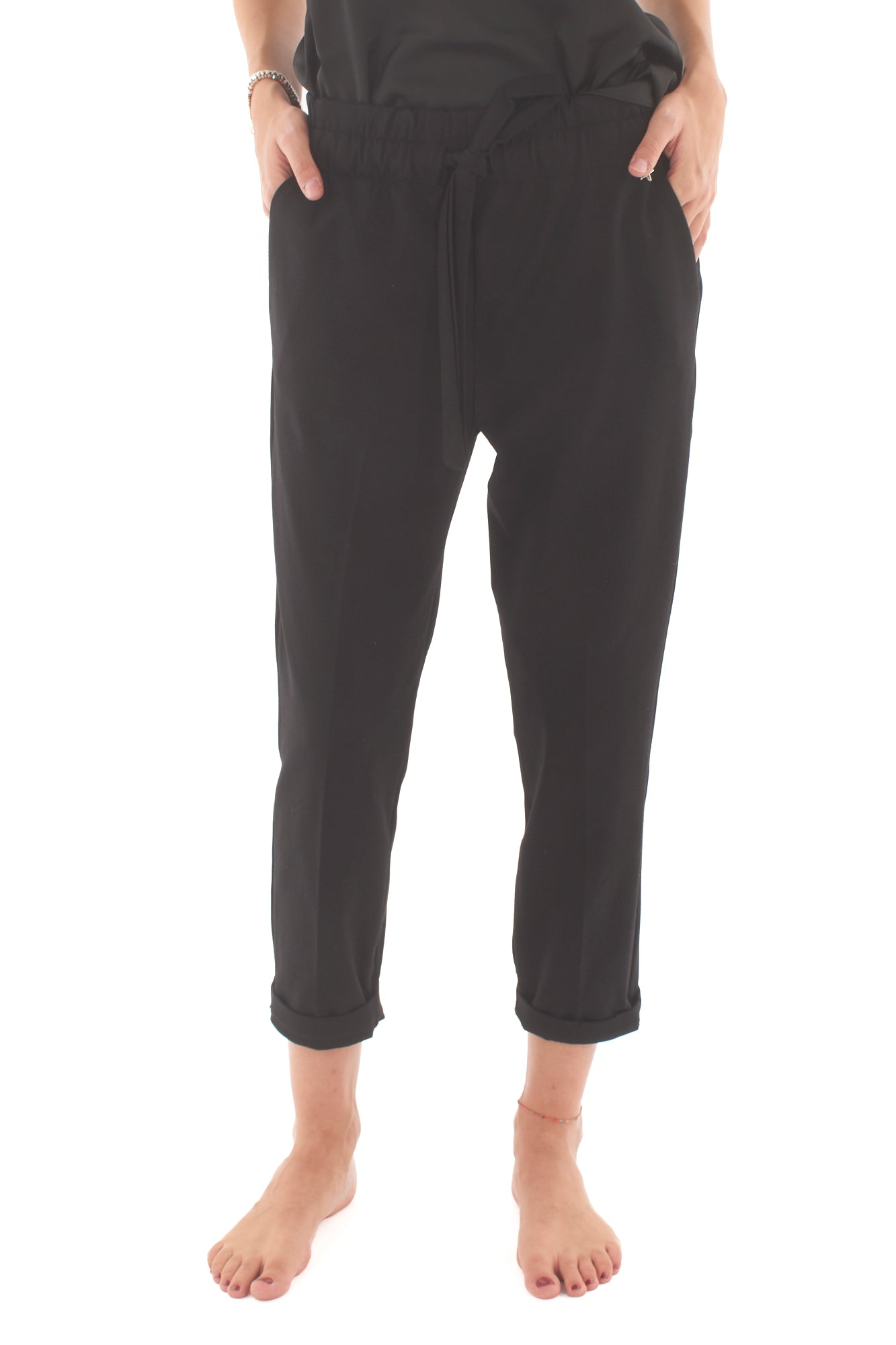 Pantalone con risvolto Souvenir - Nero