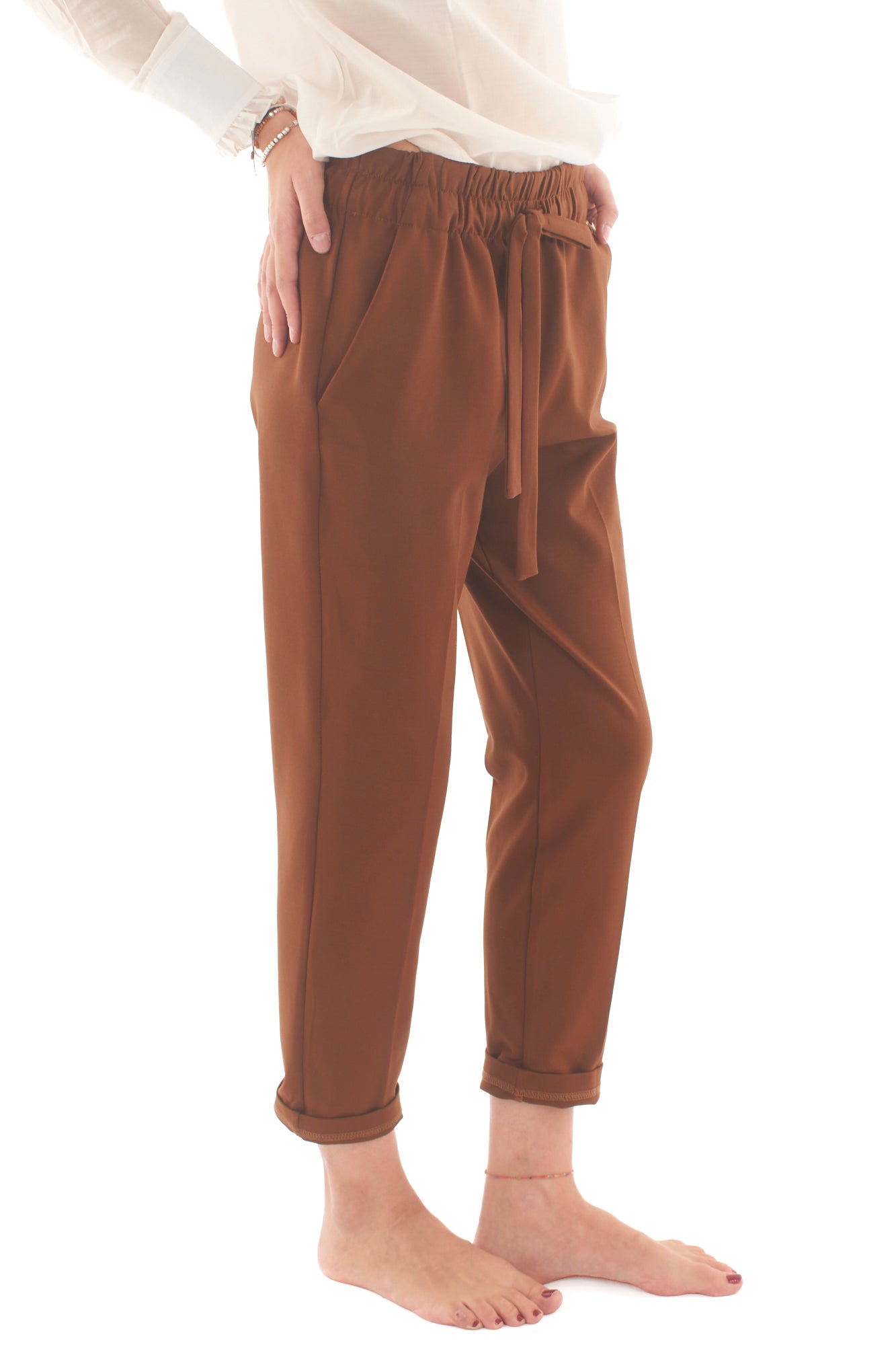 Pantalone con risvolto Souvenir - Tabacco