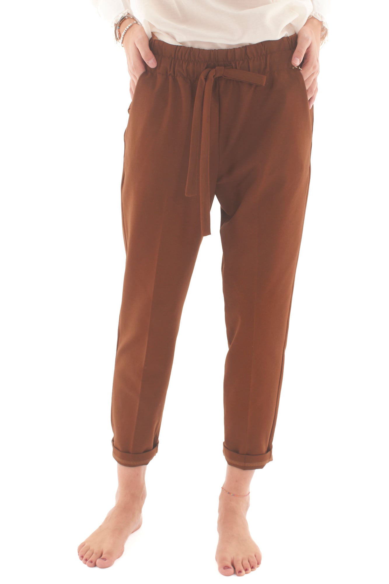 Pantalone con risvolto Souvenir - Tabacco